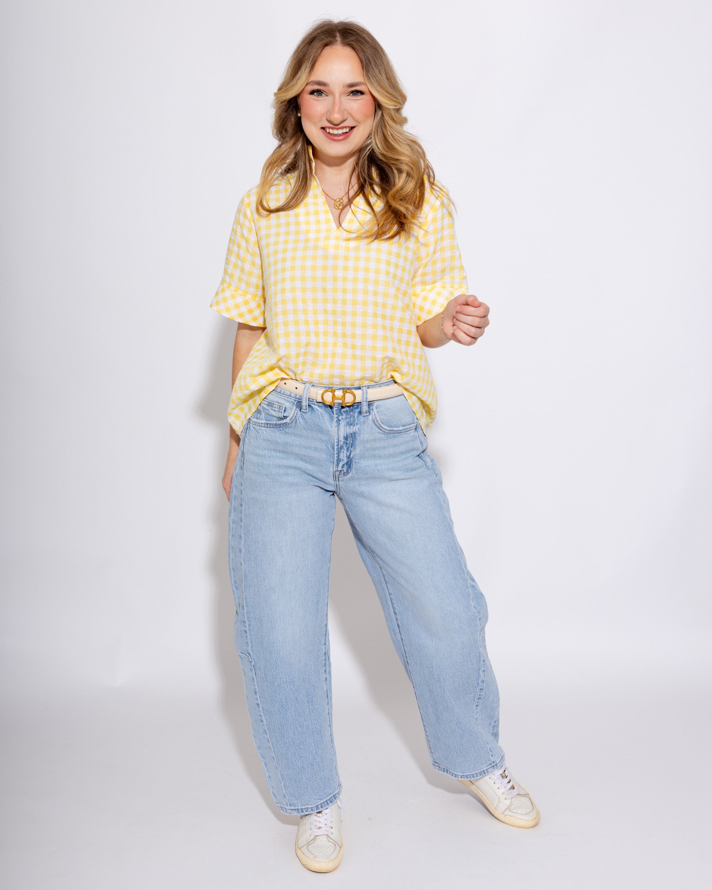 Sweet & Classic Gingham Top in Lemon