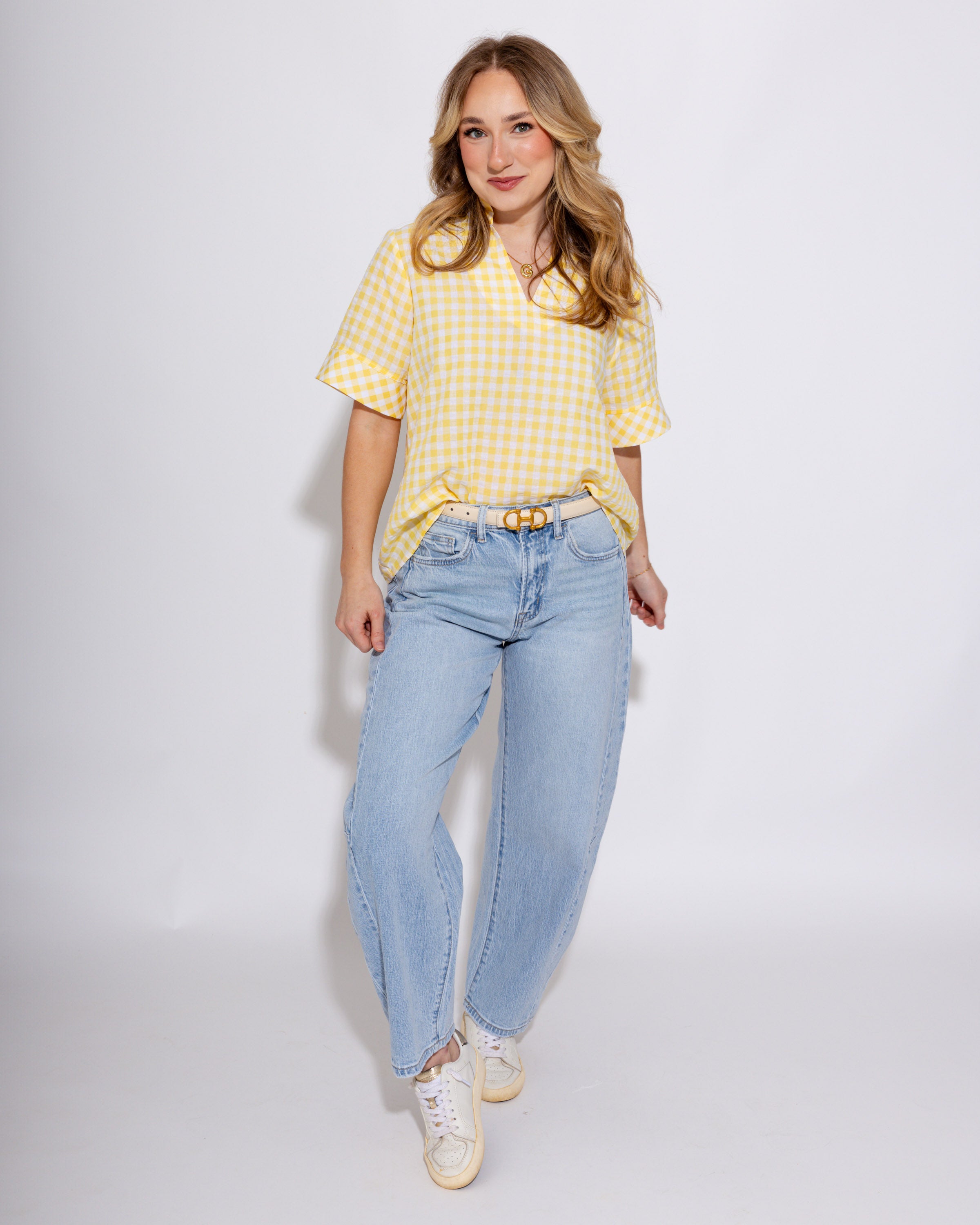 Sweet & Classic Gingham Top in Lemon
