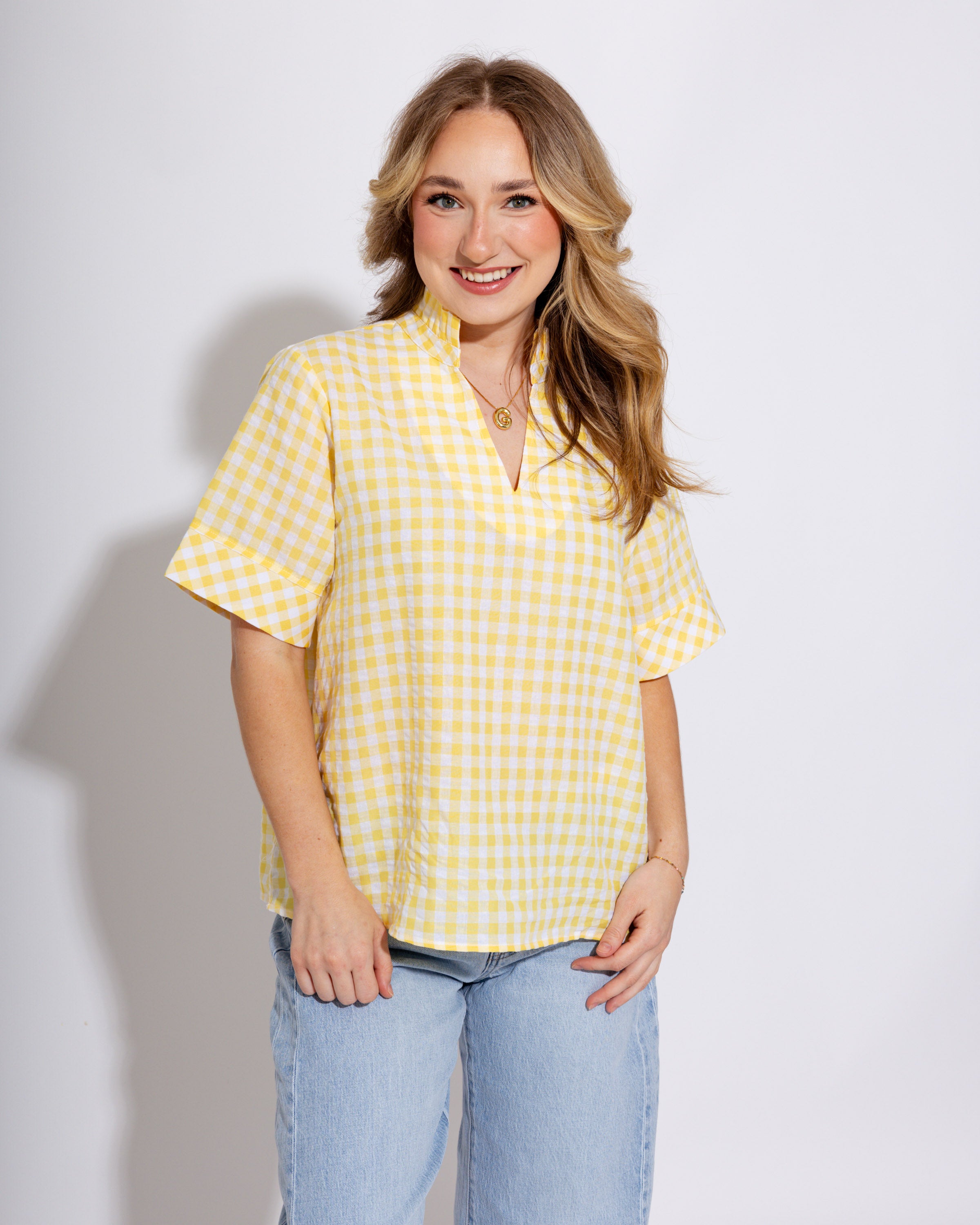 Sweet & Classic Gingham Top in Lemon