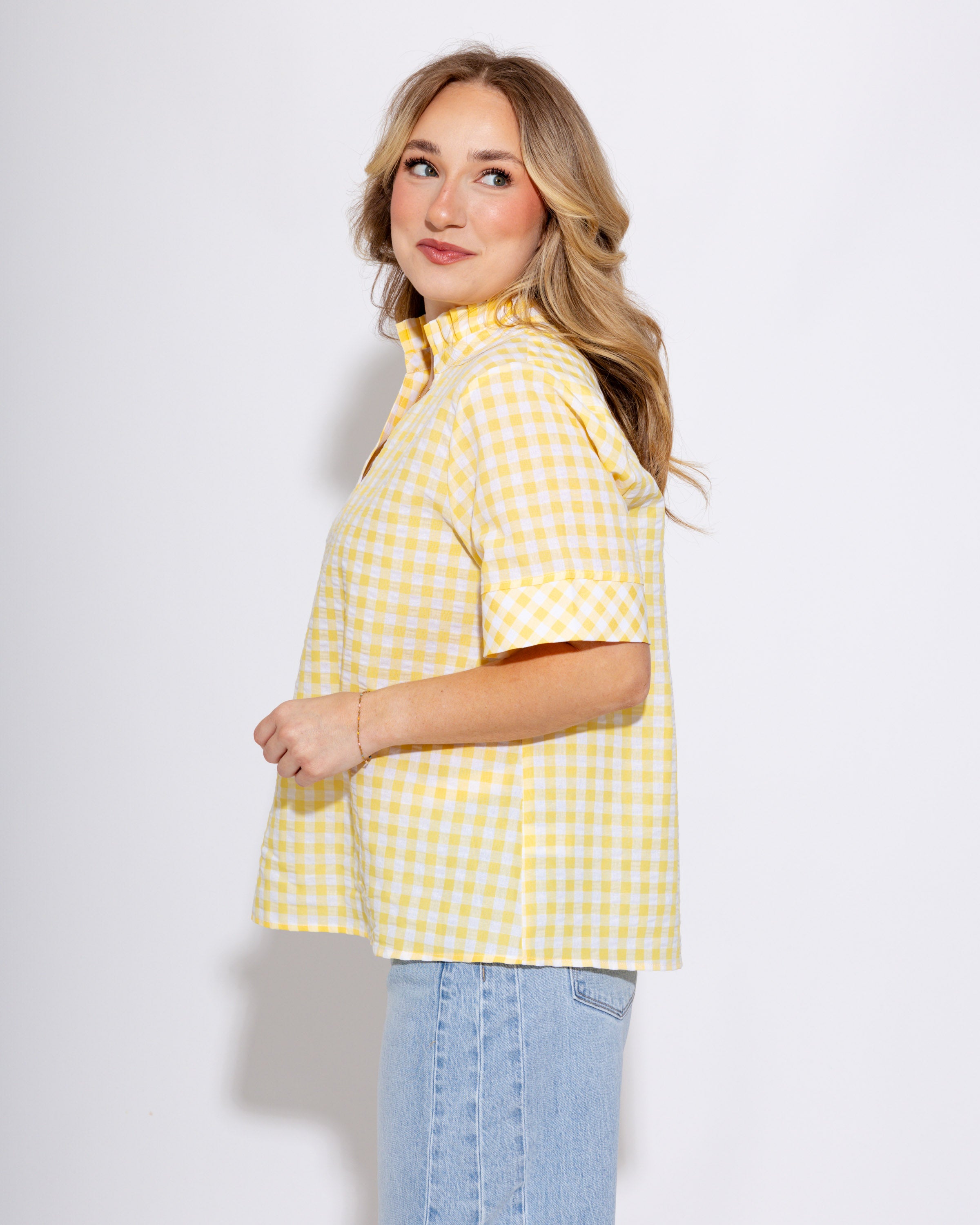 Sweet & Classic Gingham Top in Lemon