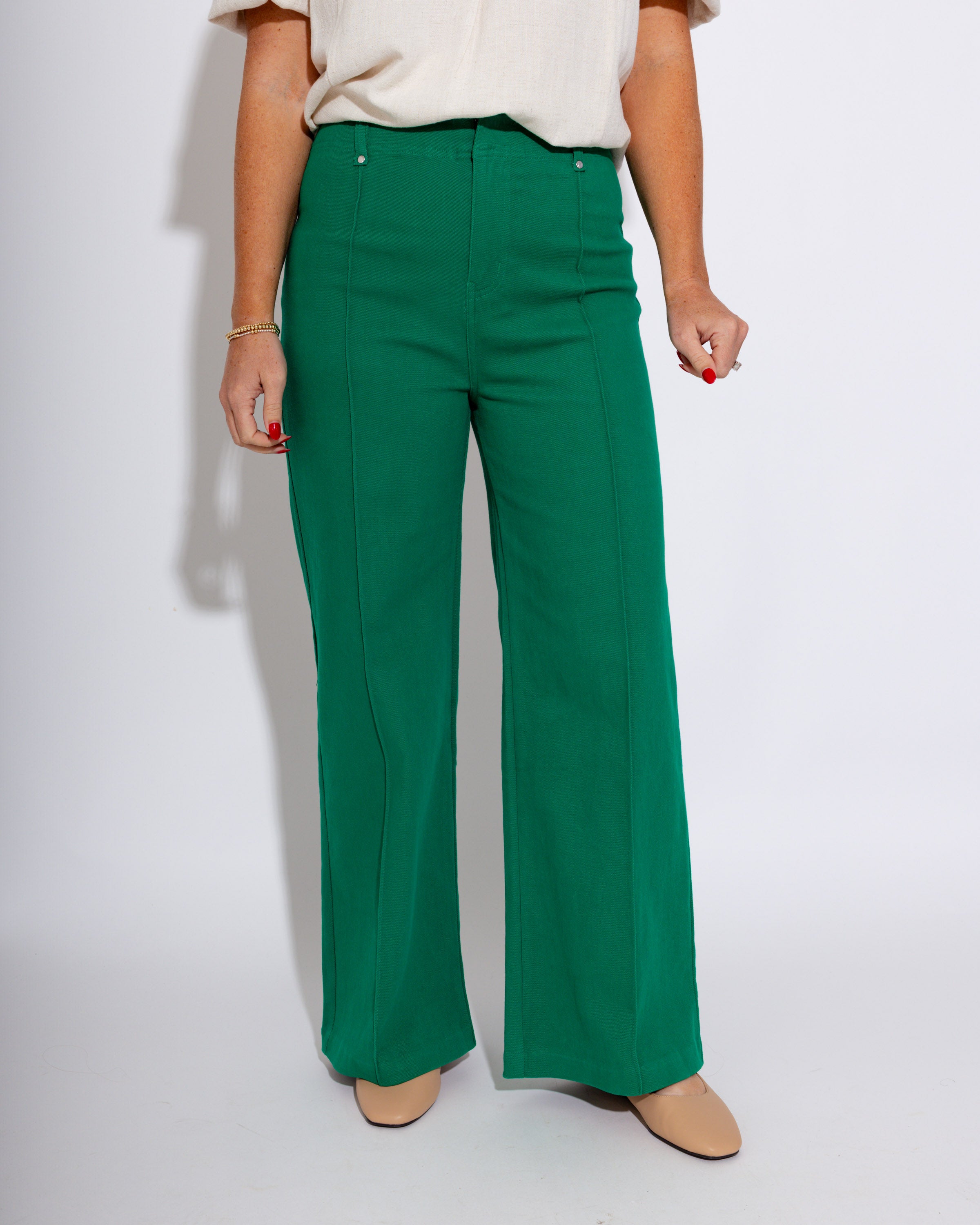 The Tailored Wide Leg Pant in Green