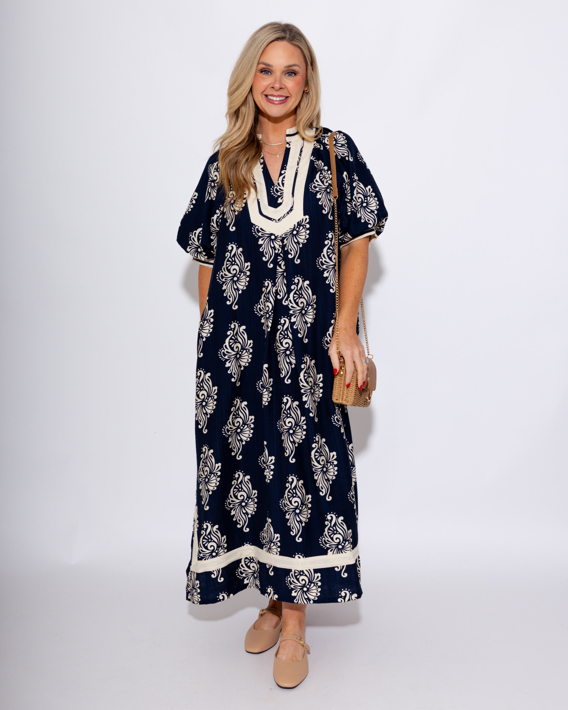Abstract Print Midi Dress