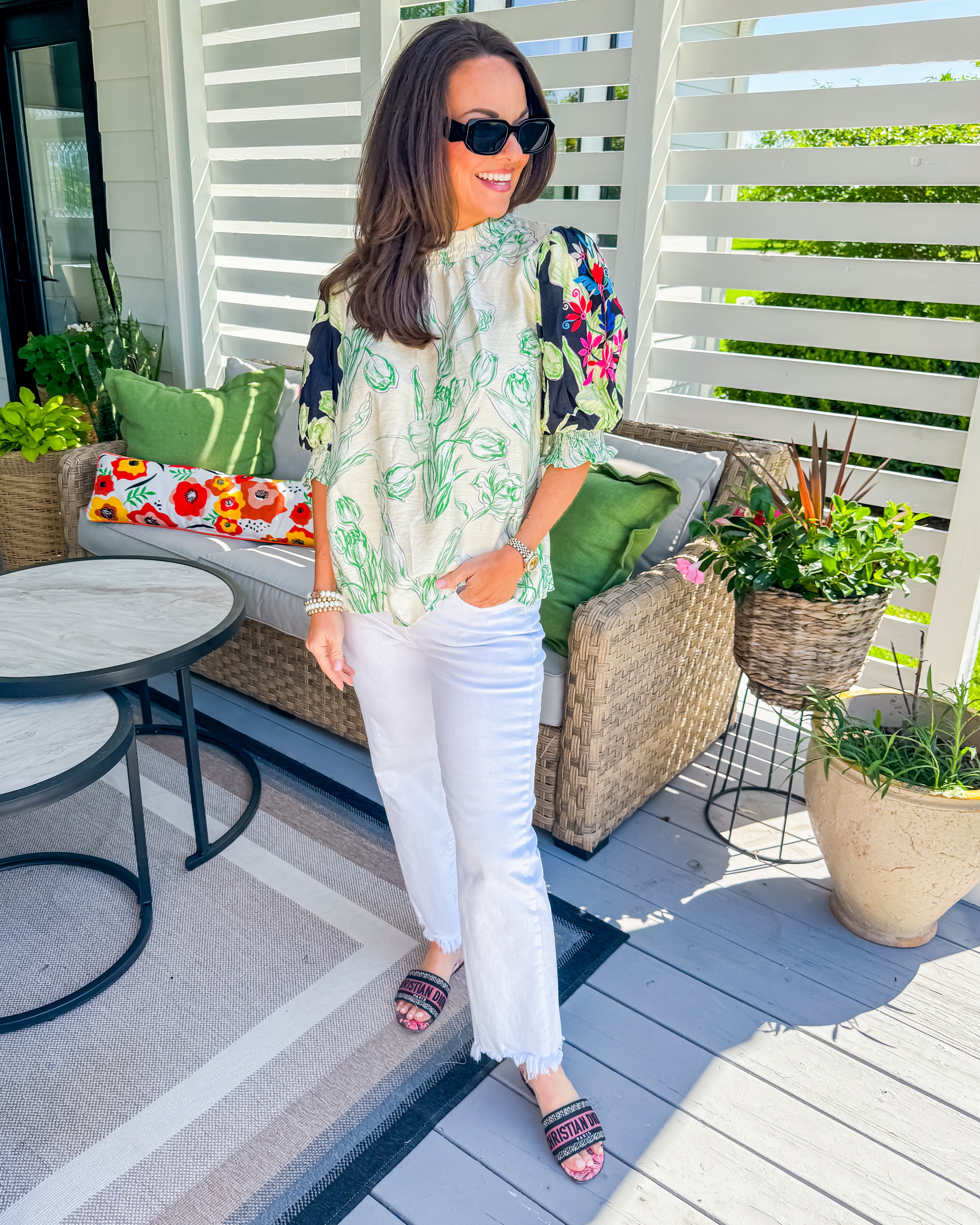 Ivory Floral Mix Print Top