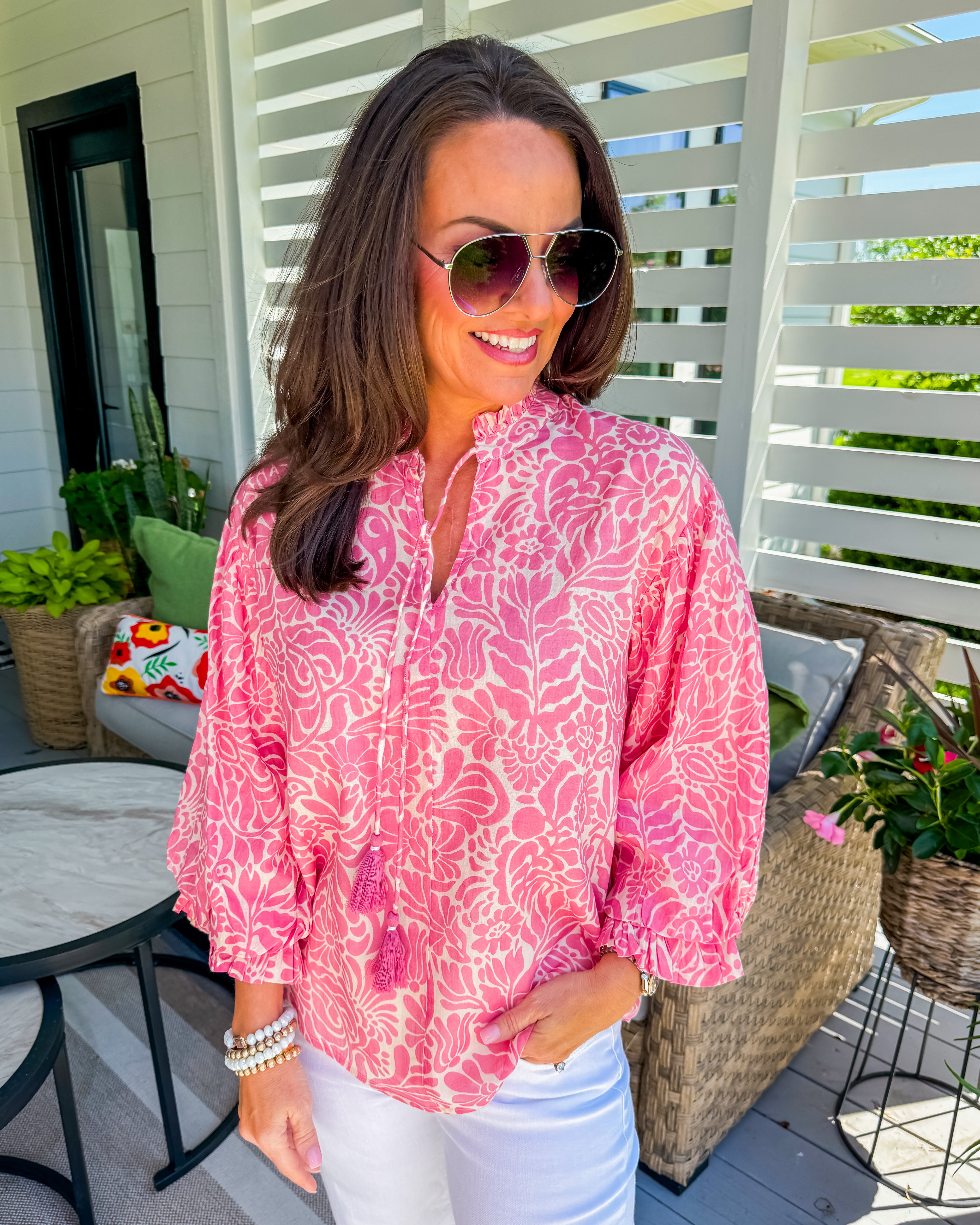 Balloon Sleeve Top in Pink