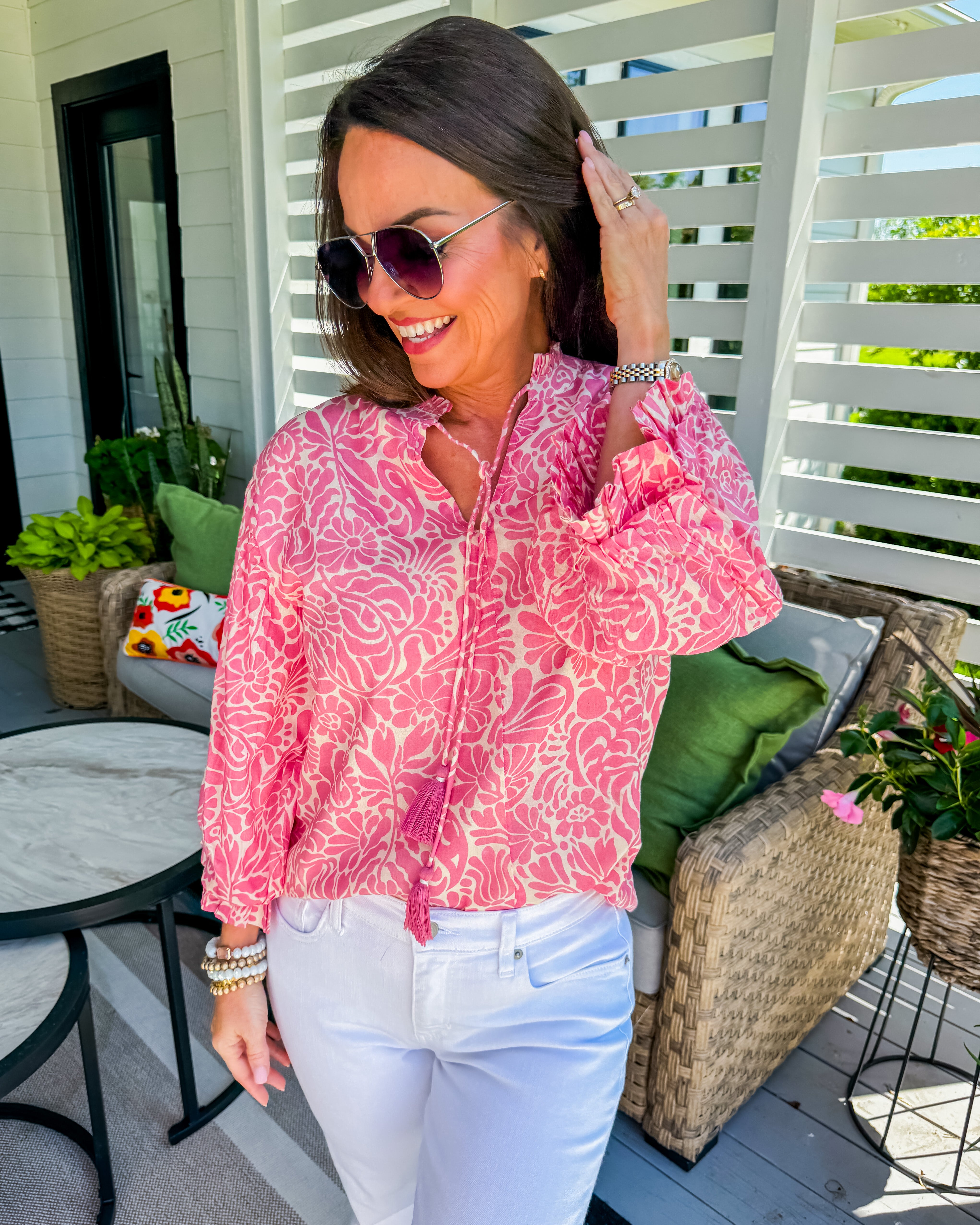 Balloon Sleeve Top in Pink