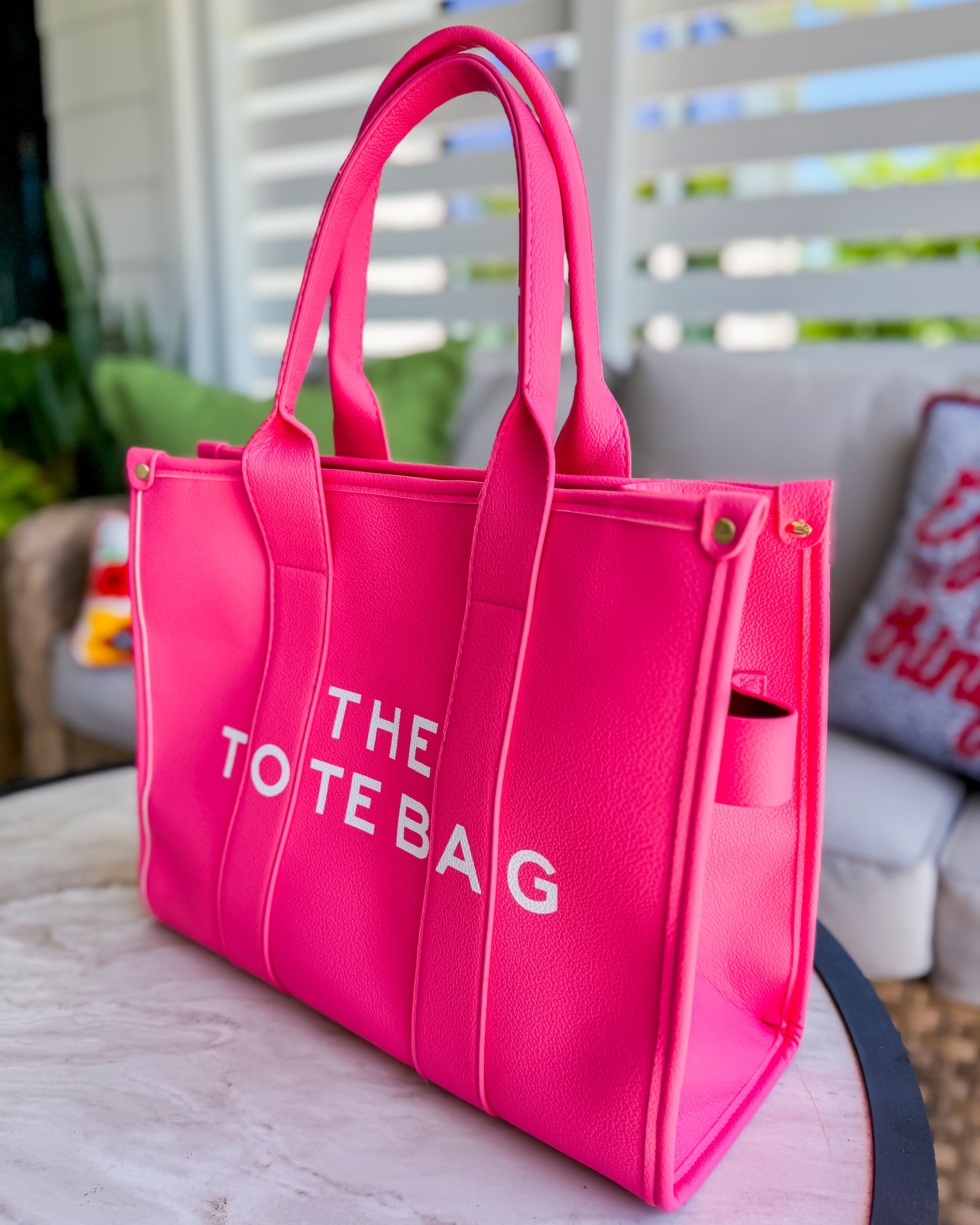 Large Canvas Tote Bag in Hot Pink