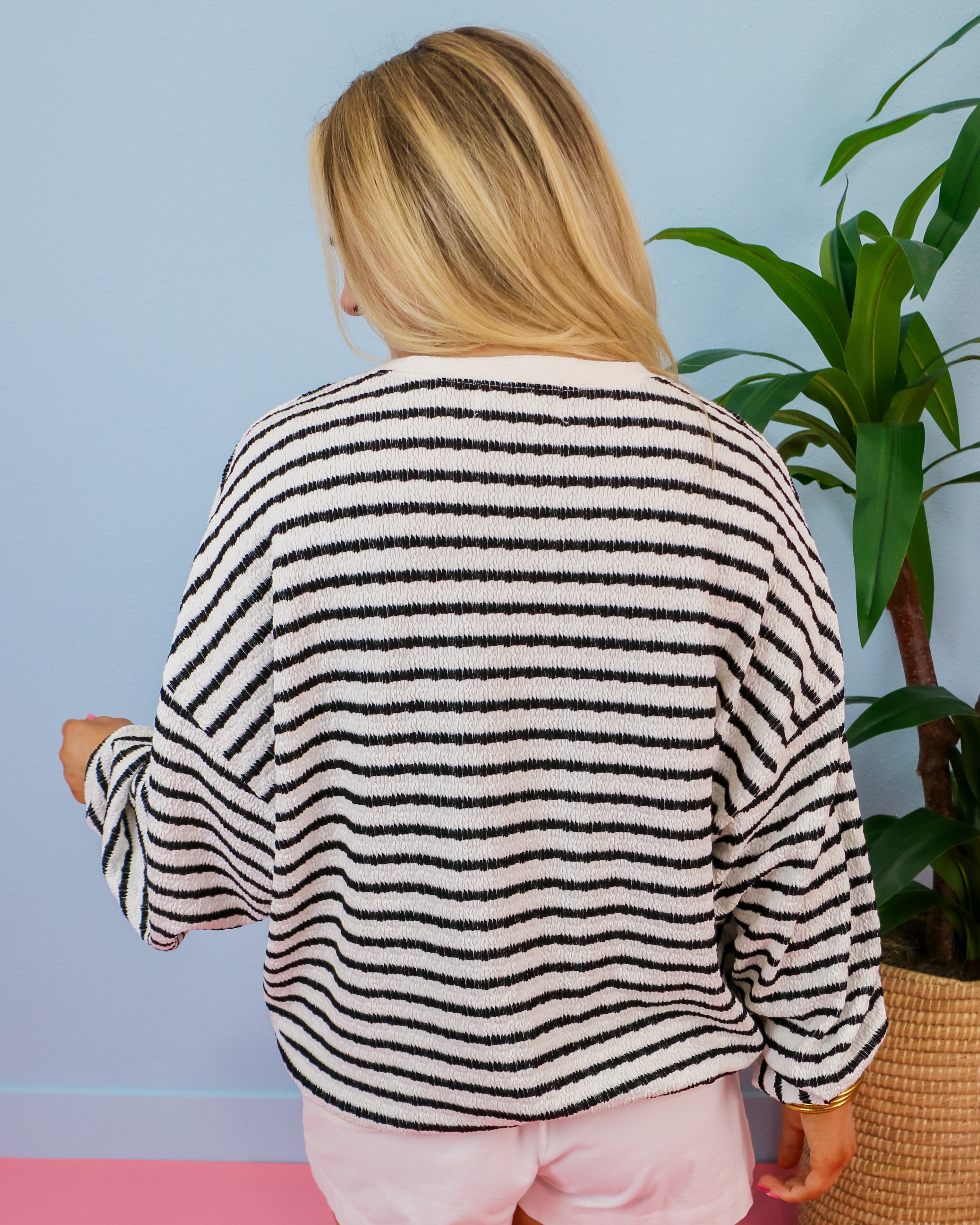 'TEXAS' Sweatshirt in Black Stripe