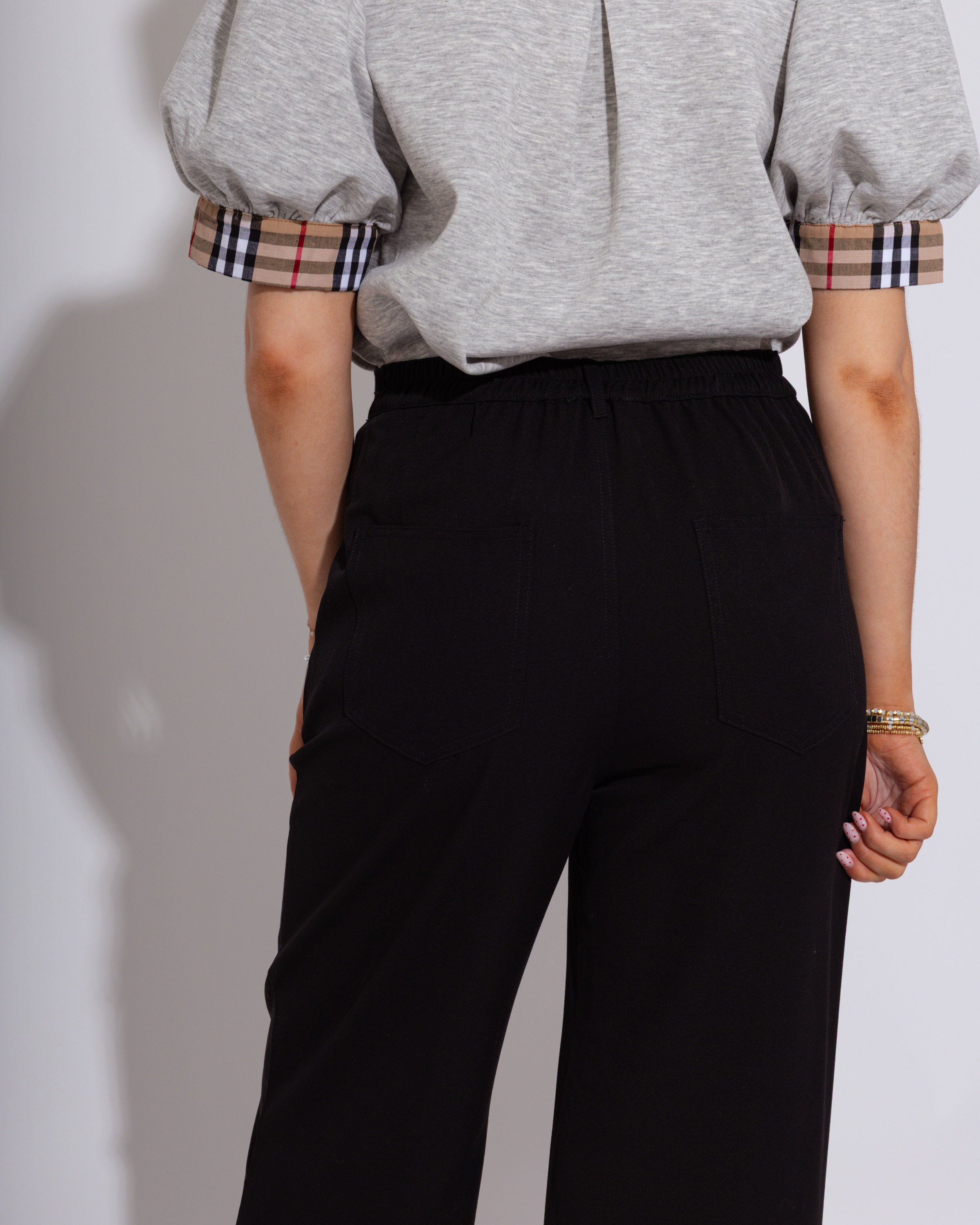 Sleek High-Rise Black Denim Trousers