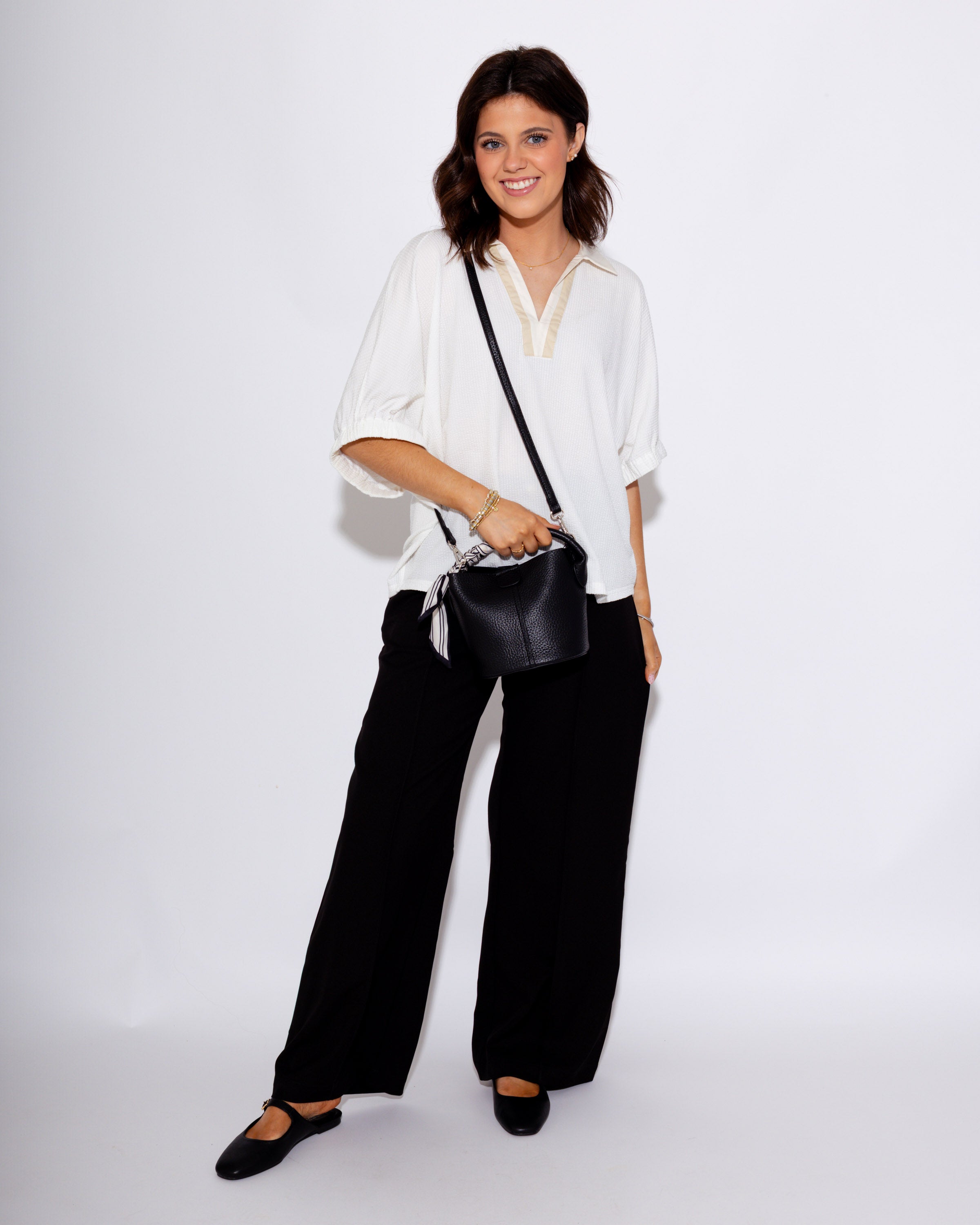 Petite Luxe Bucket Crossbody in Black