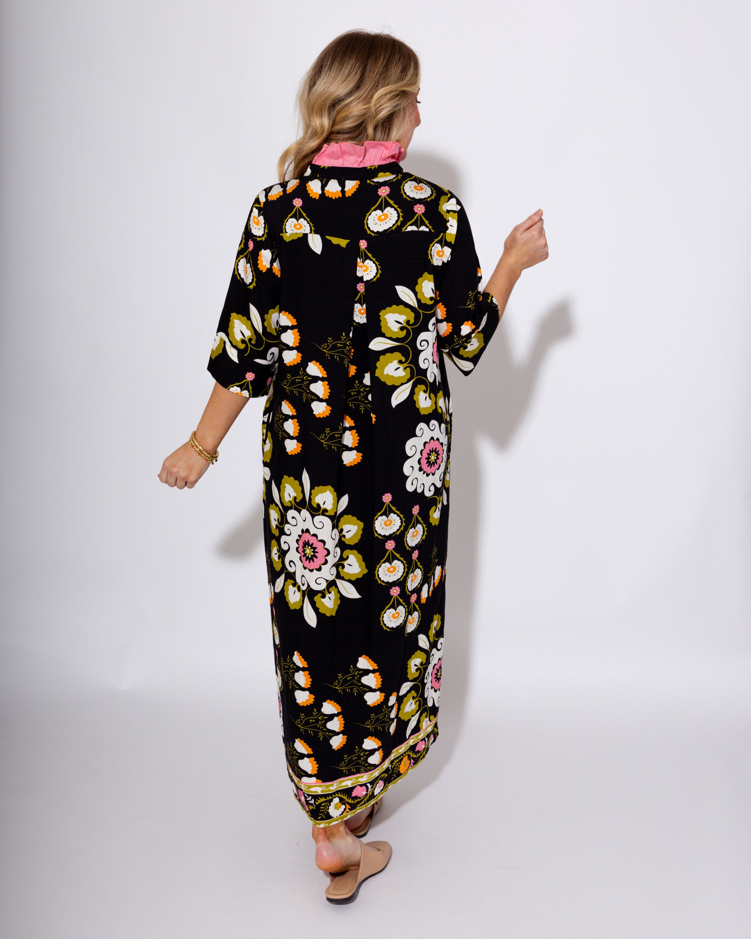 Midnight Bloom Boho Midi Dress