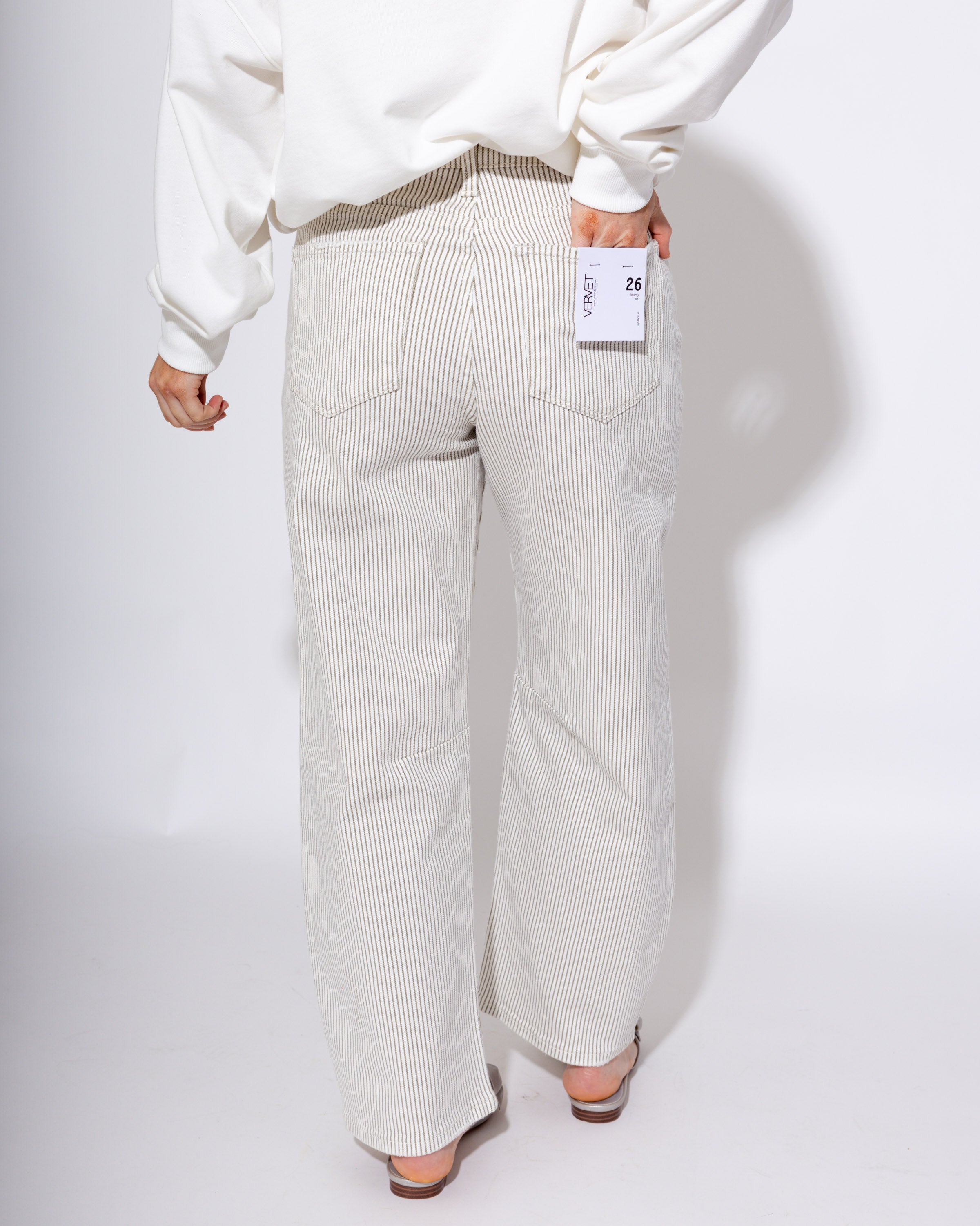 Vervet | High Rise Striped Crop Barrel Jeans