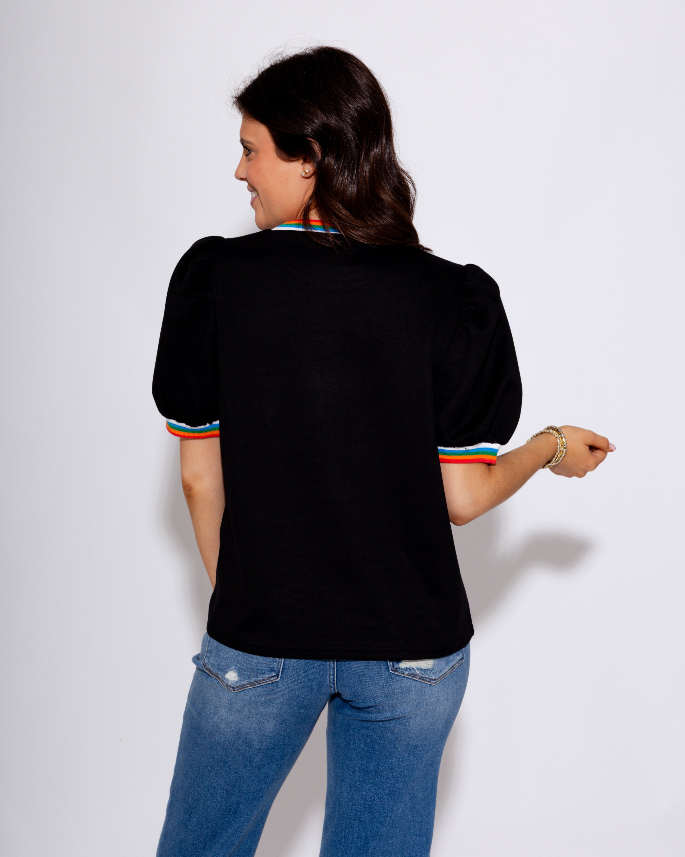 Statement Sleeve Contrast Detail Top