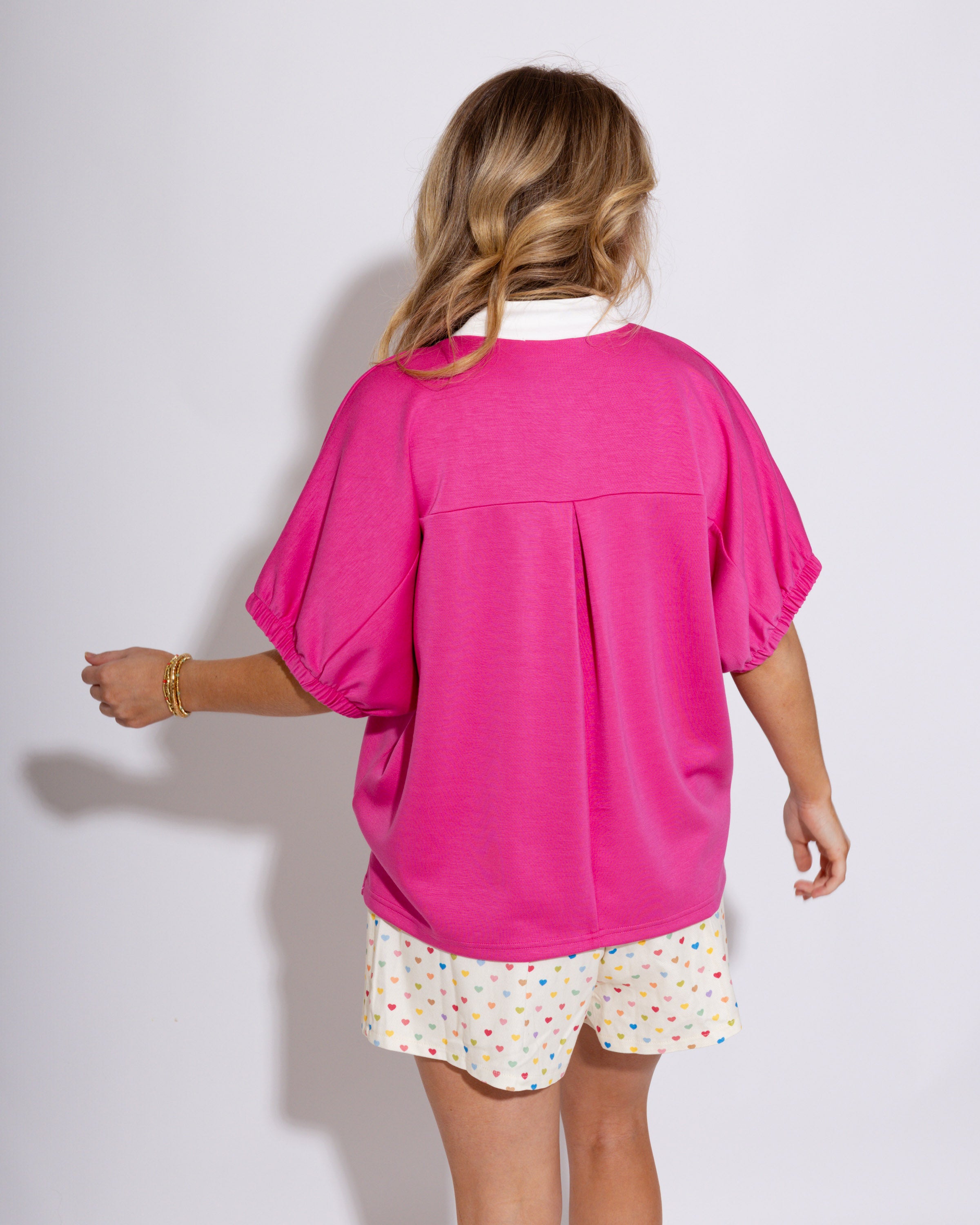 Crisp Contrast Top in Pink