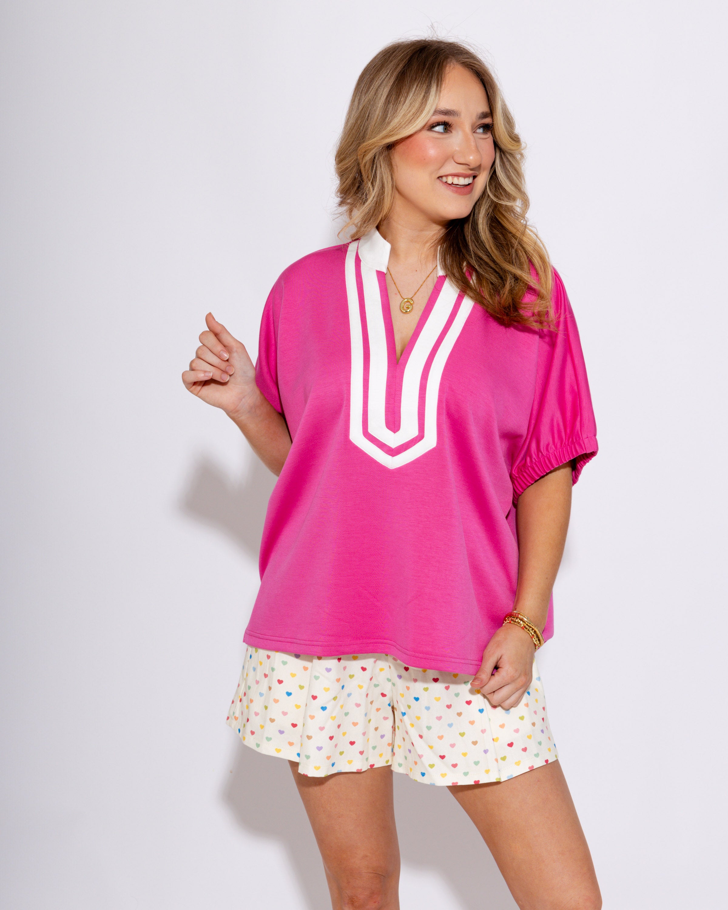 Sweetheart Print Cream Shorts