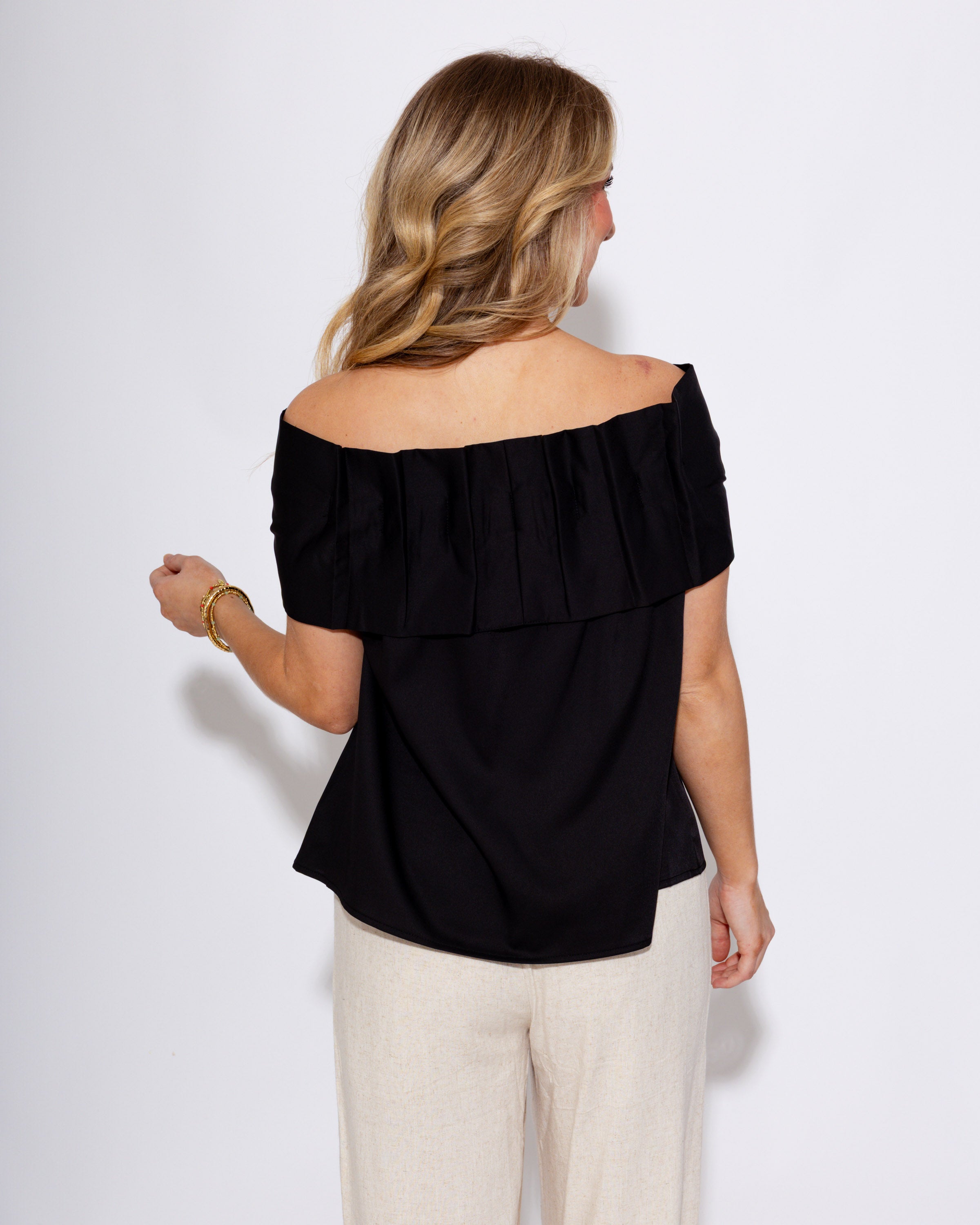 Bow Accented Off The Shoulder Top in Black