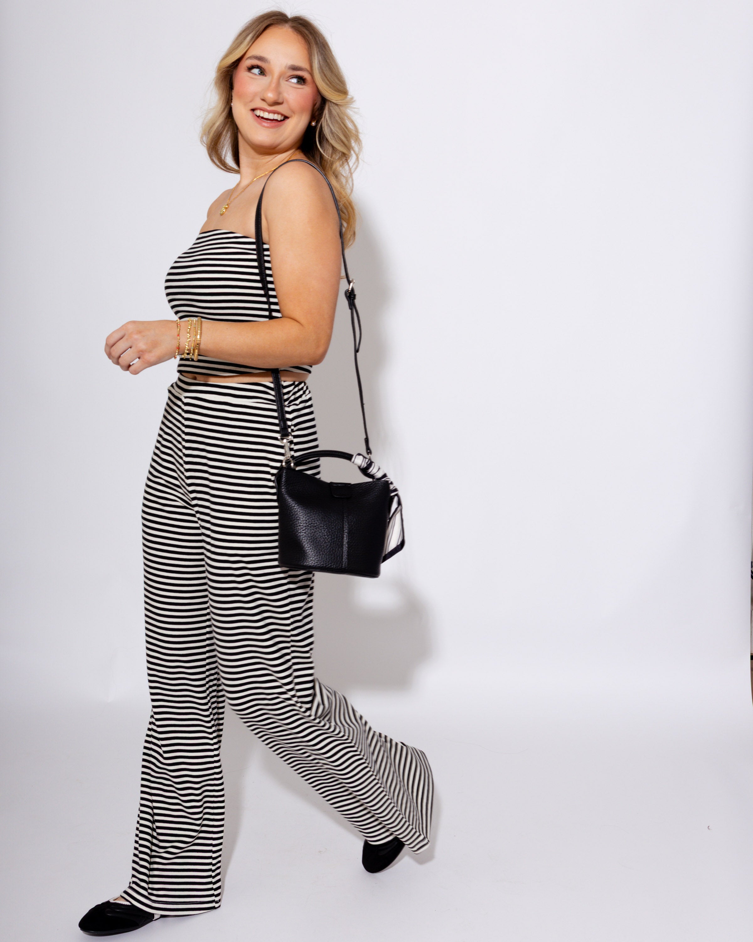Striped Bandeau Top & Wide Pants Set