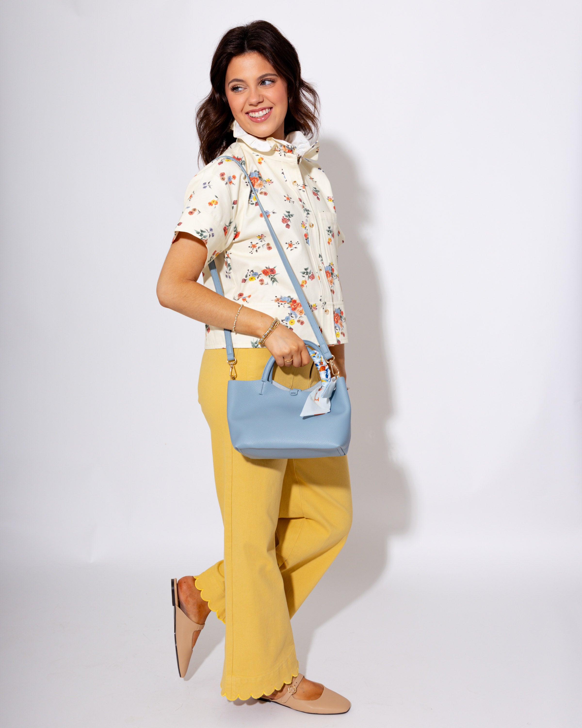 Timeless Bucket Crossbody in Light Blue