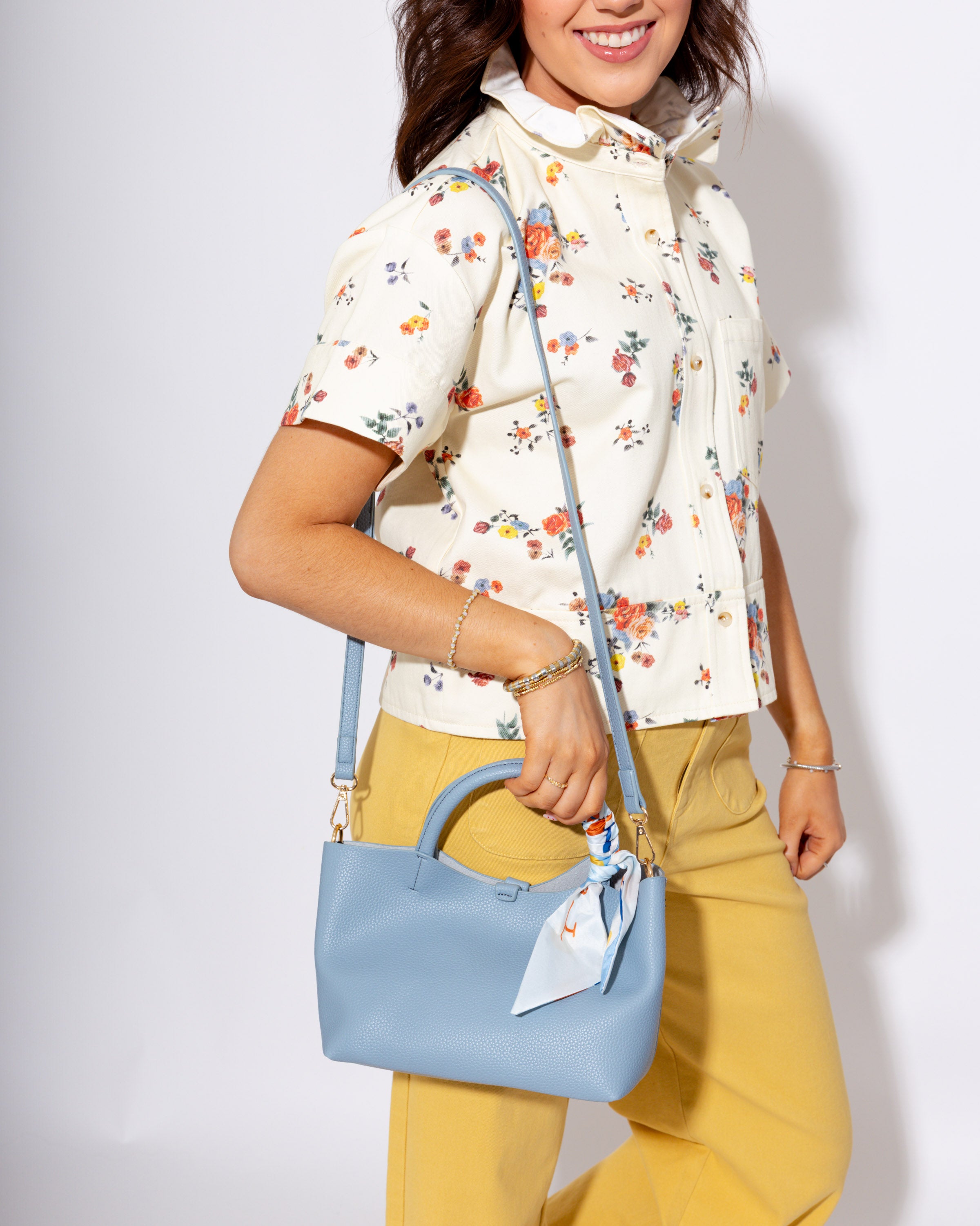 Timeless Bucket Crossbody in Light Blue