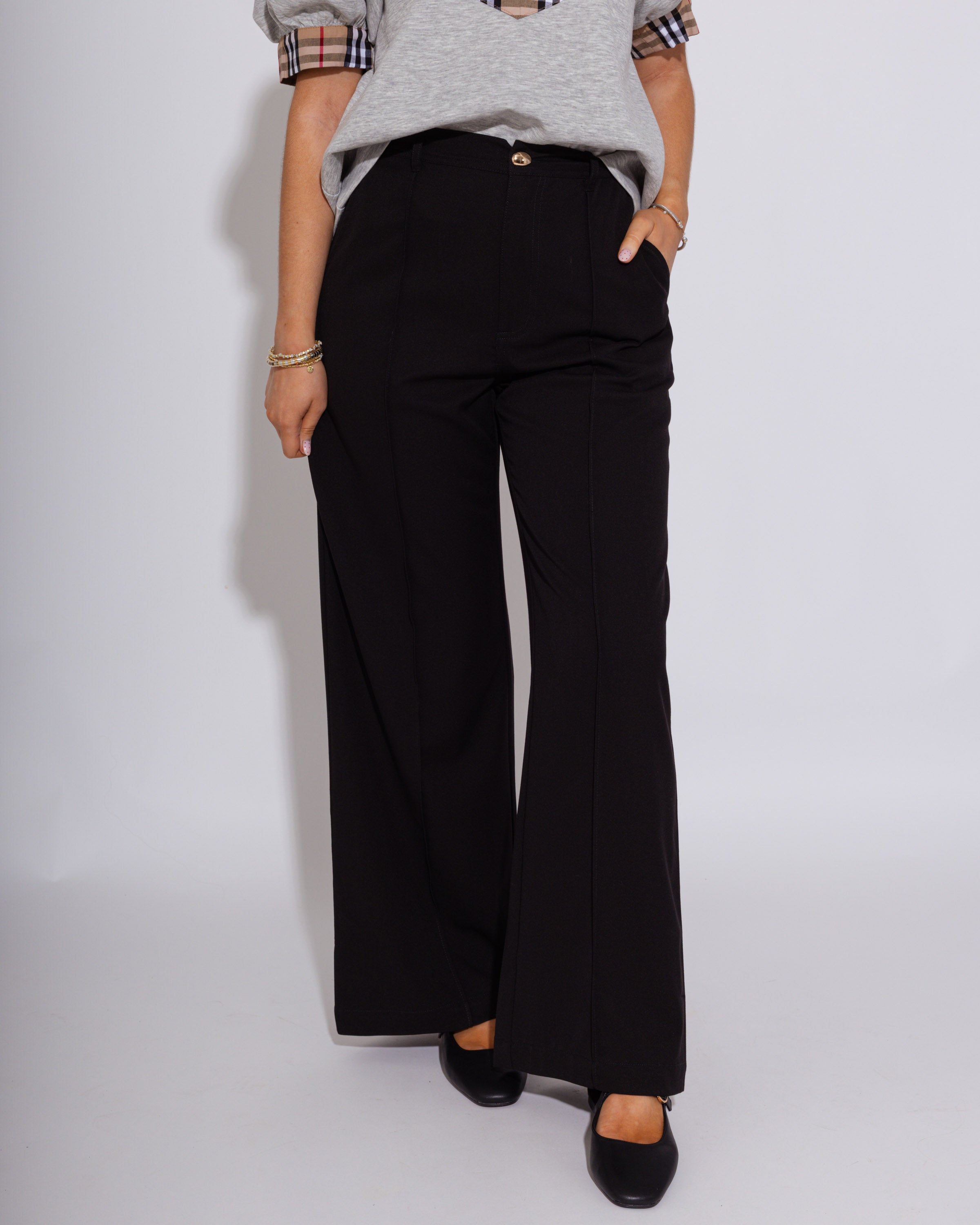 Sleek High-Rise Black Denim Trousers