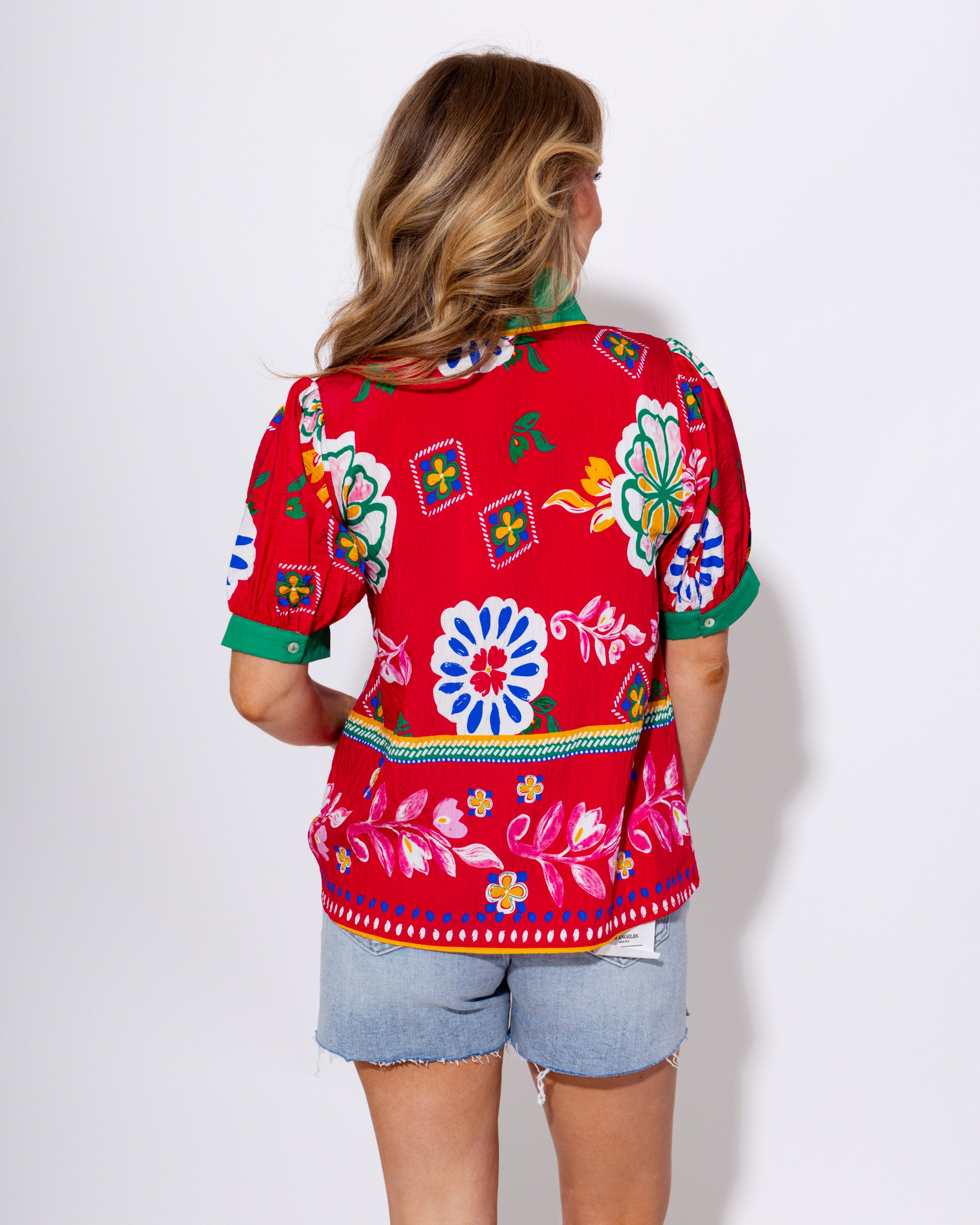 Fuchsia Floral Puff Sleeve Top