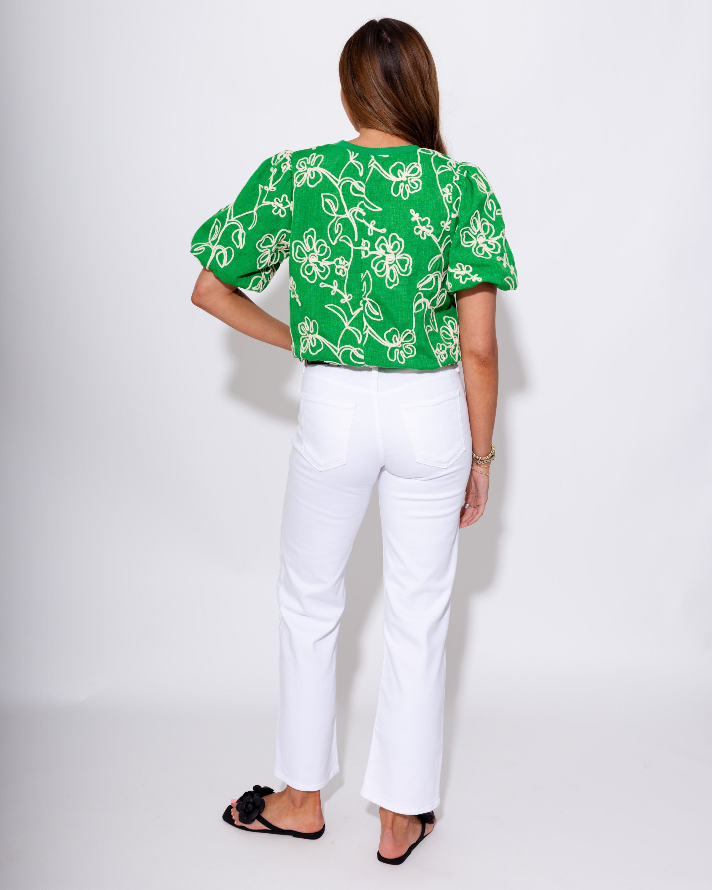 Floral Embroidered Bubble Top