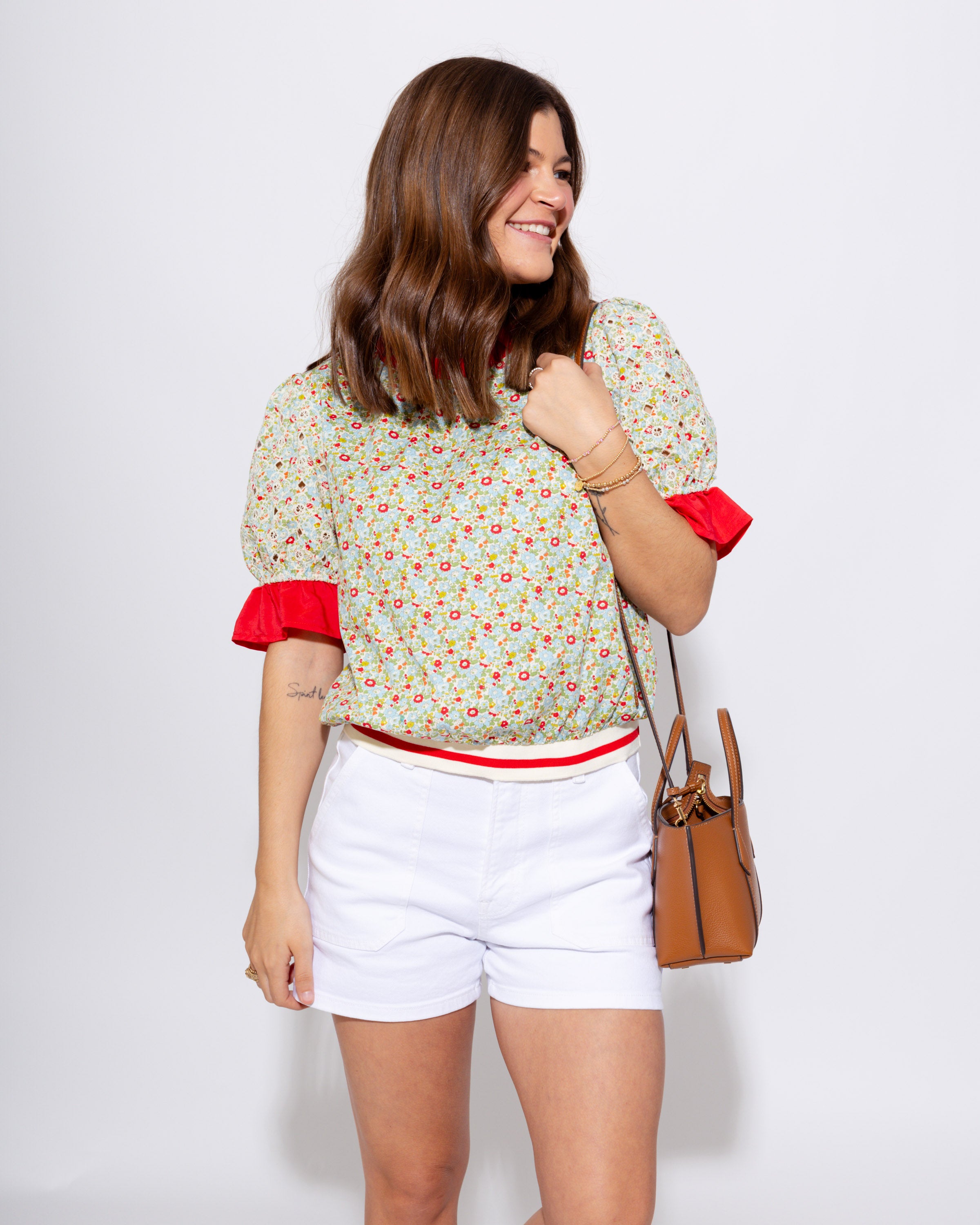 Stripe Band Floral Top