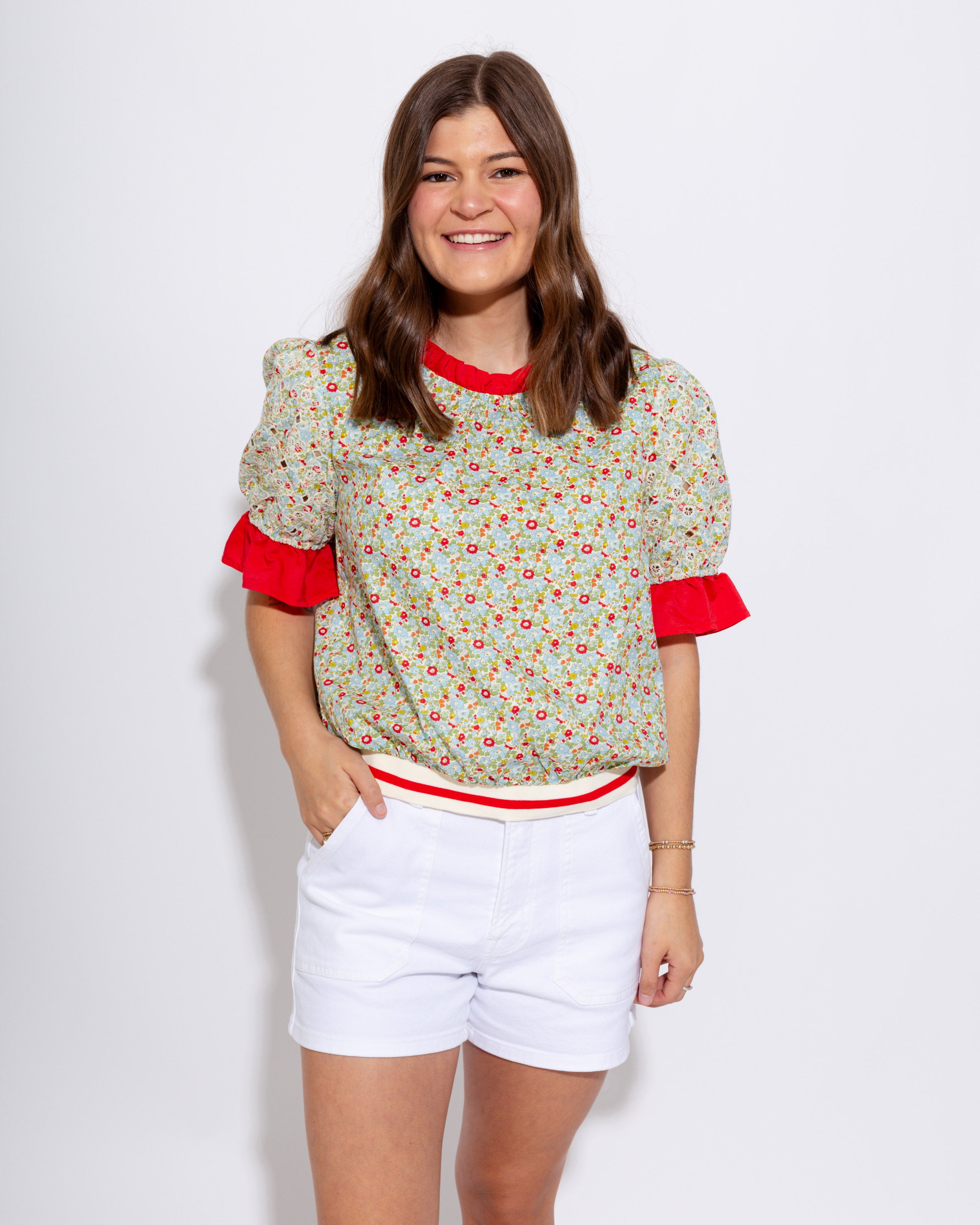 Stripe Band Floral Top