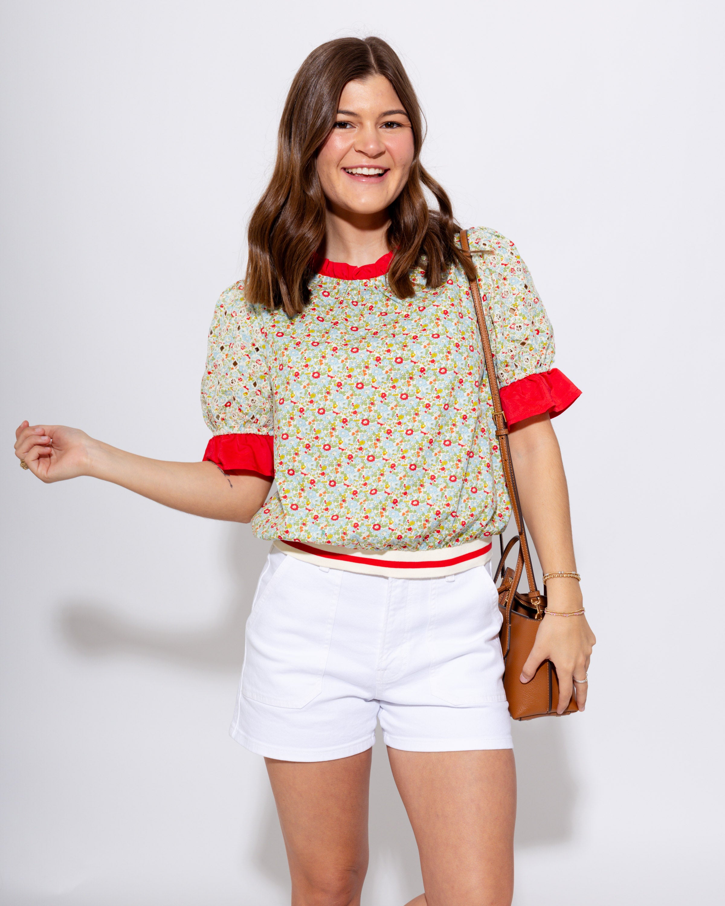 Stripe Band Floral Top