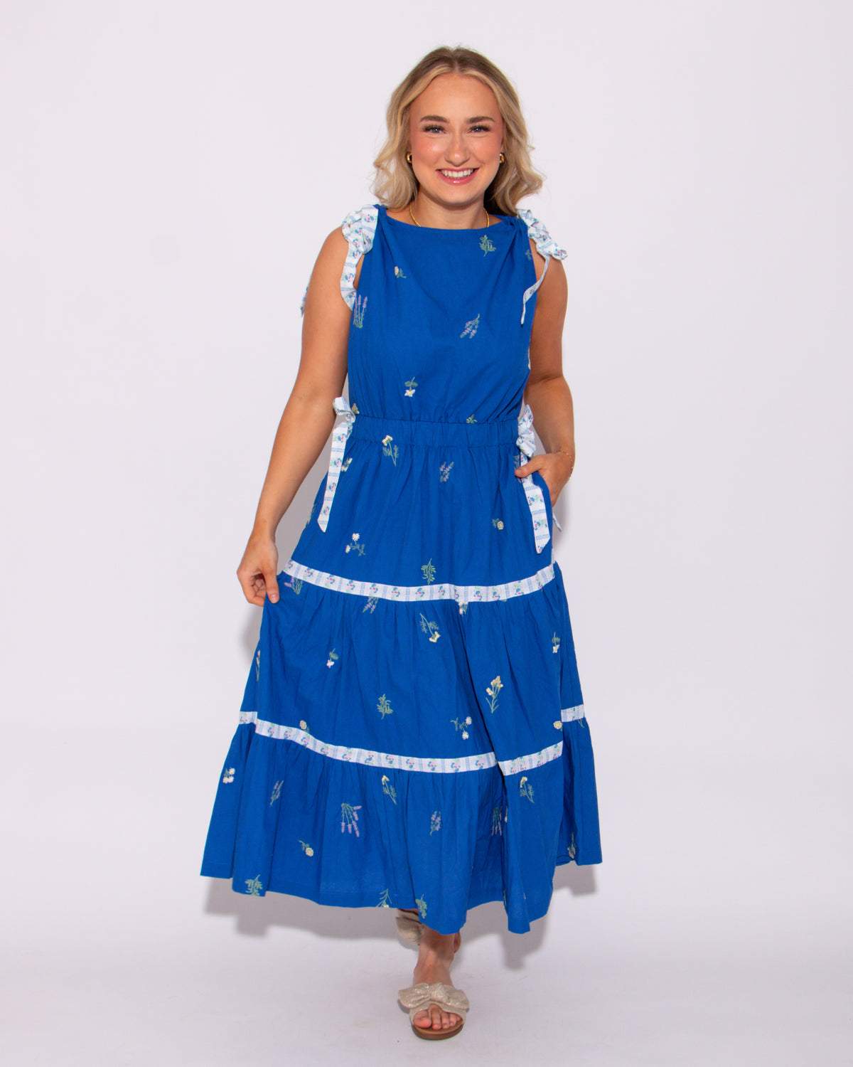The Blue Petal Midi Dress  Gaudie and Company