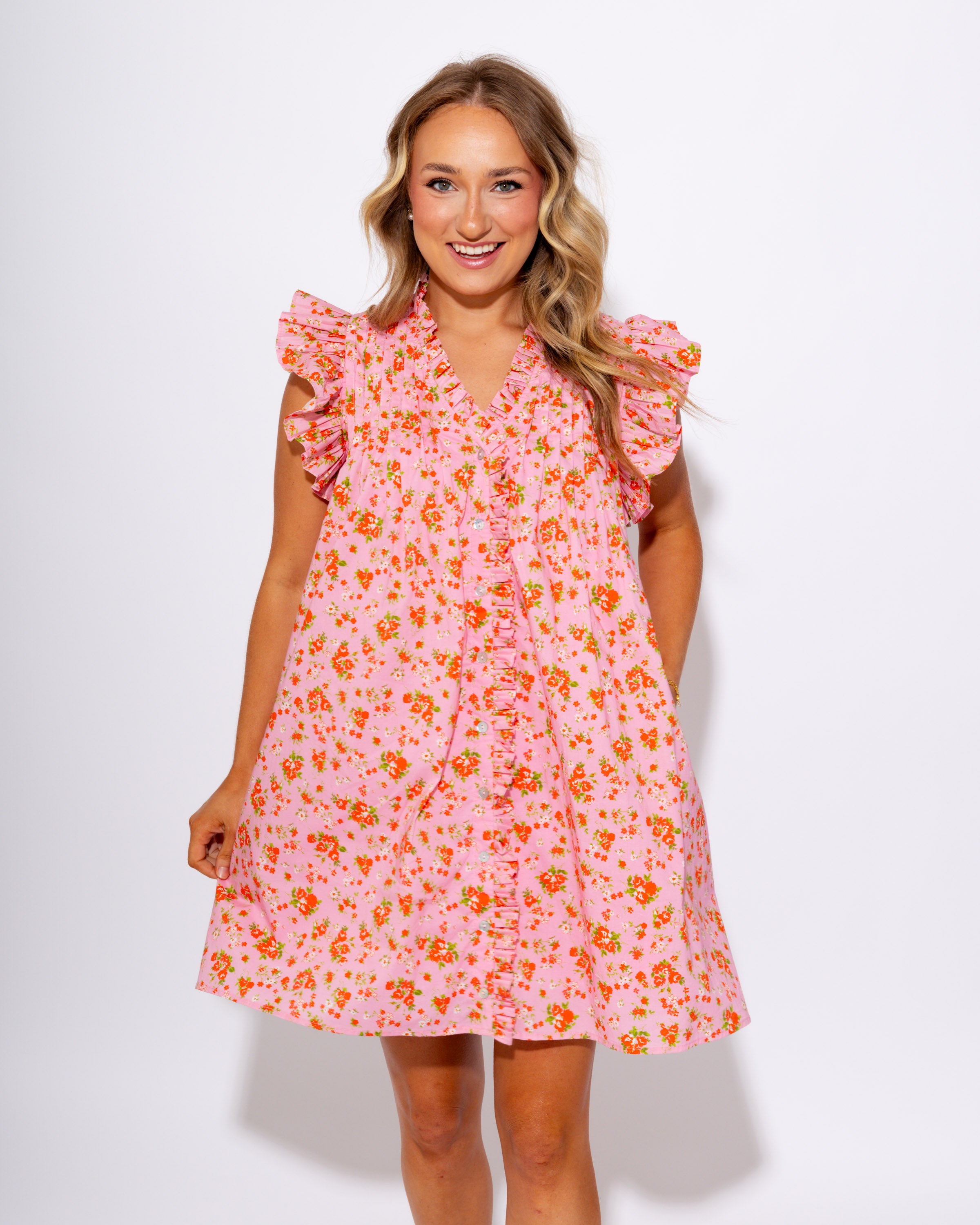 Floral Flutter Sleeve Mini Dress