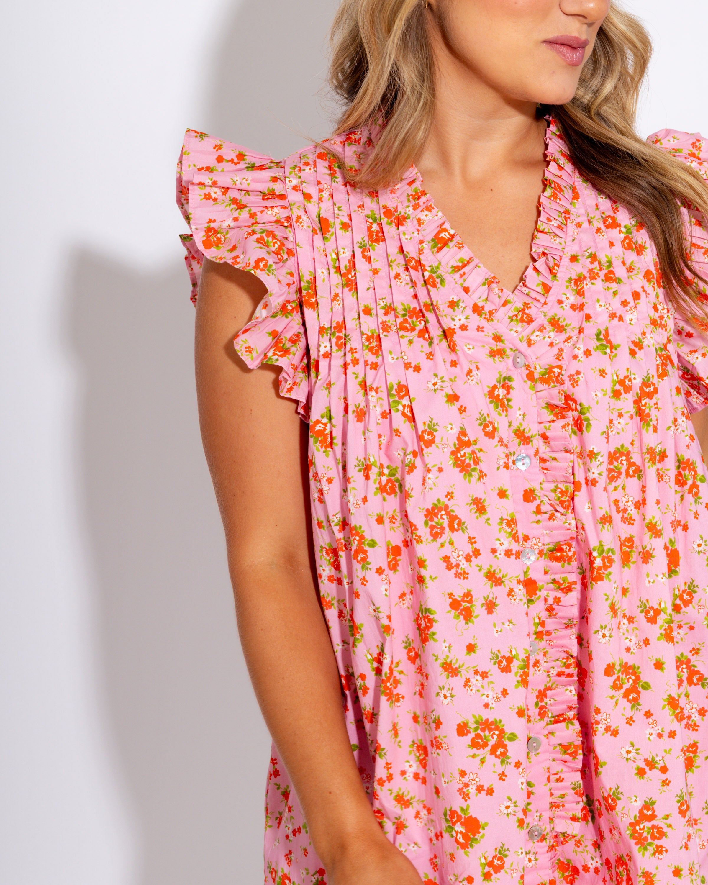 Floral Flutter Sleeve Mini Dress