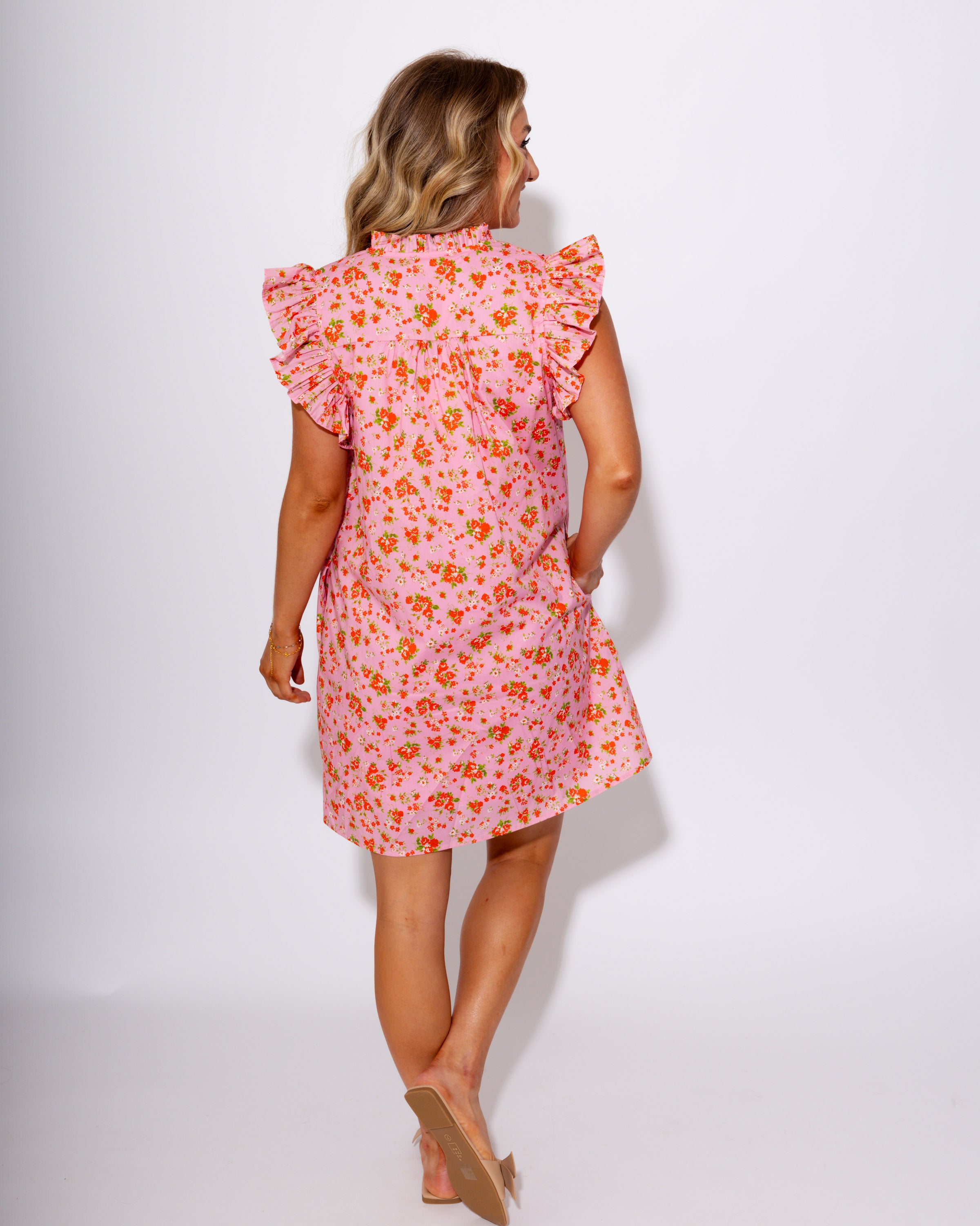 Floral Flutter Sleeve Mini Dress