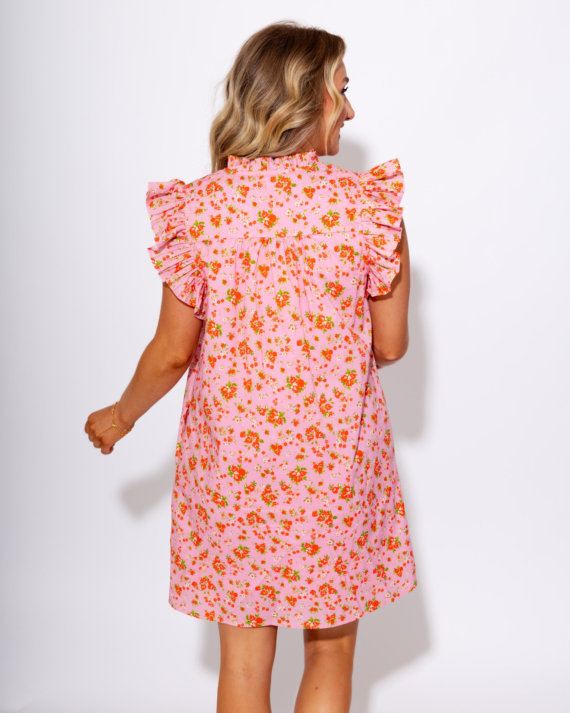 Floral Flutter Sleeve Mini Dress