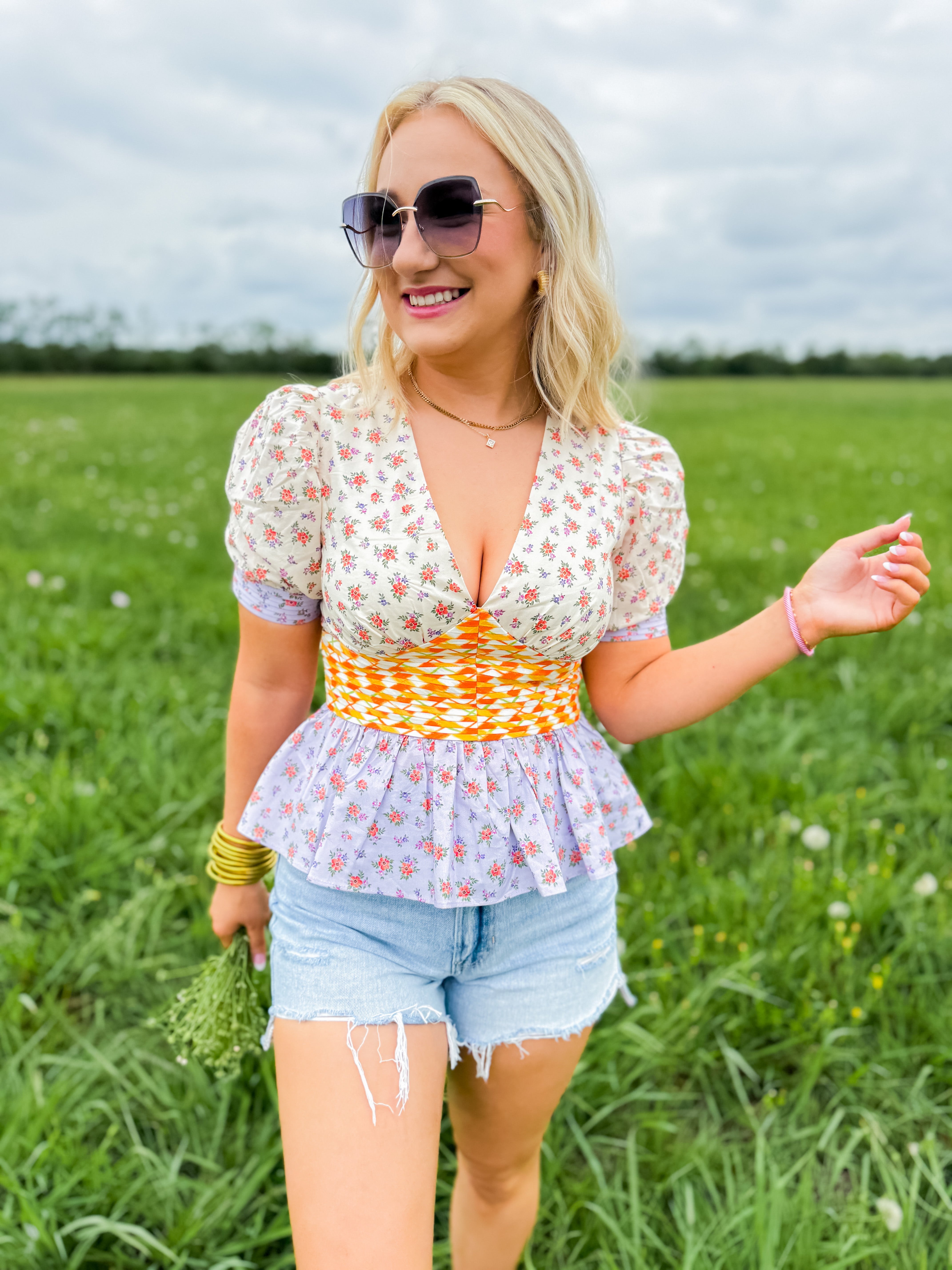 Multi Mixed Floral Print Top