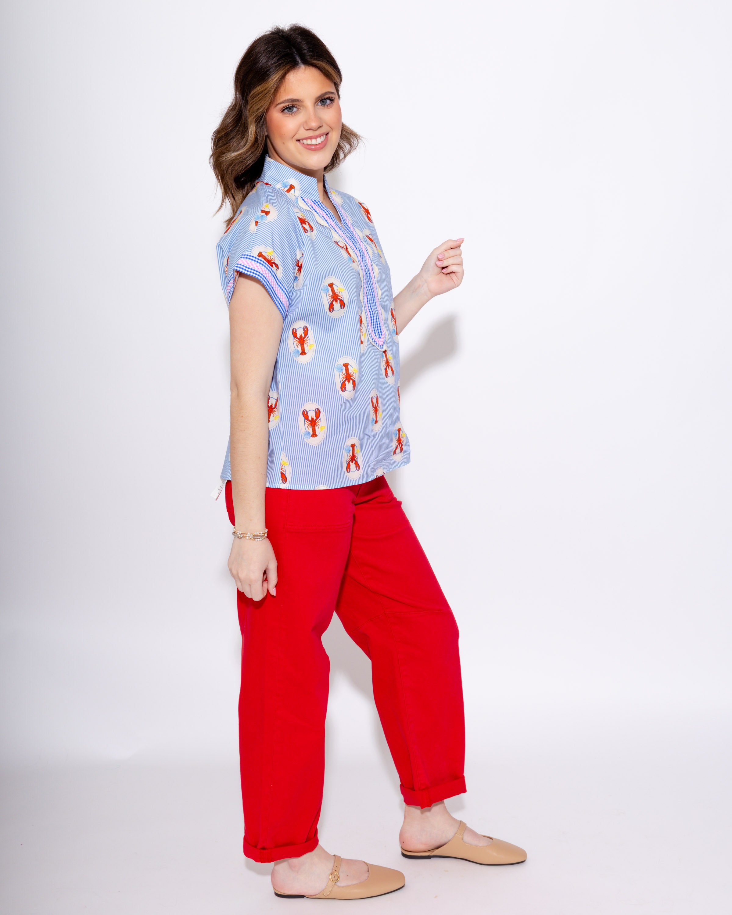 Striped Crawfish & Gingham Accent Top