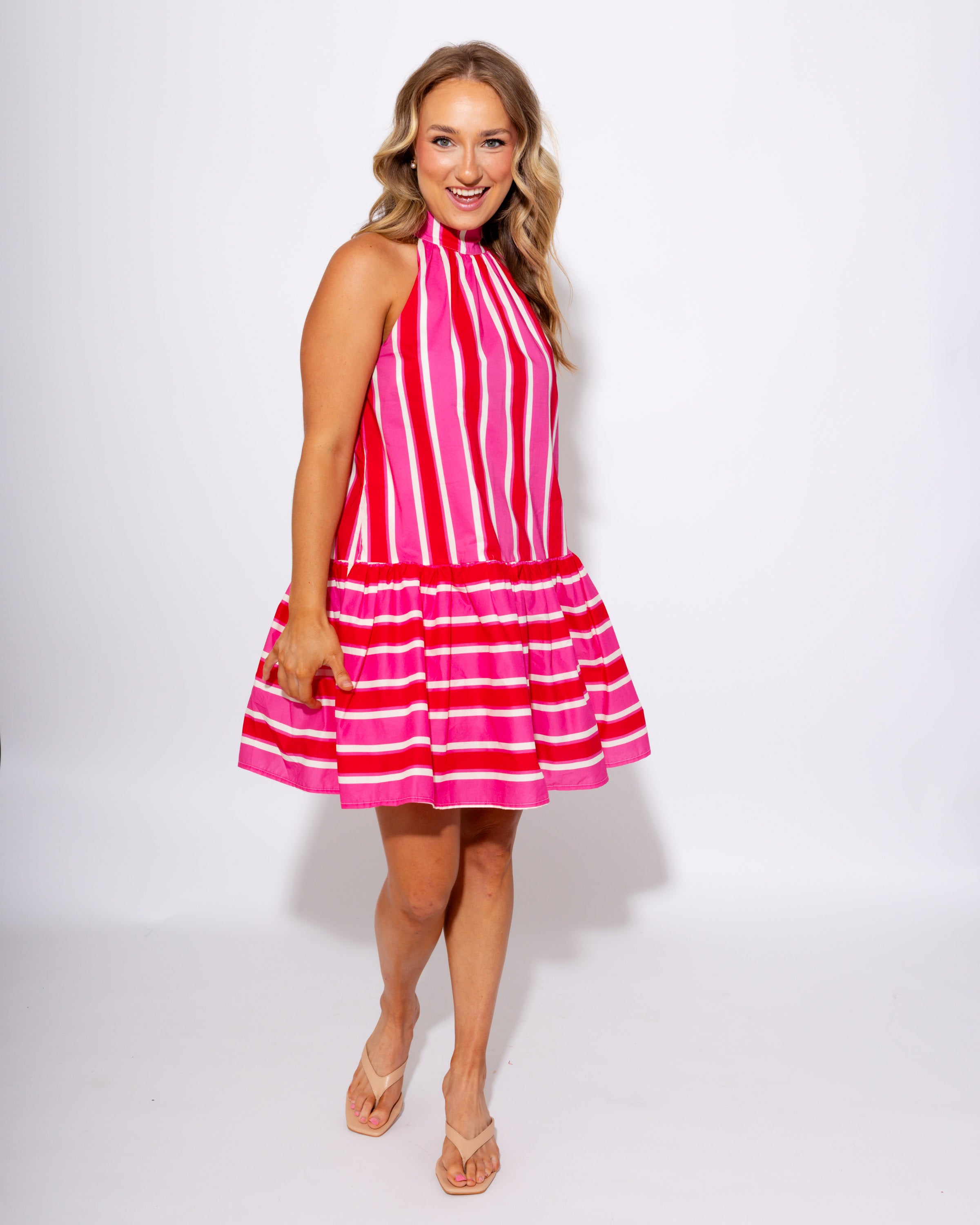 Playful Striped Tie-Back Mini Dress