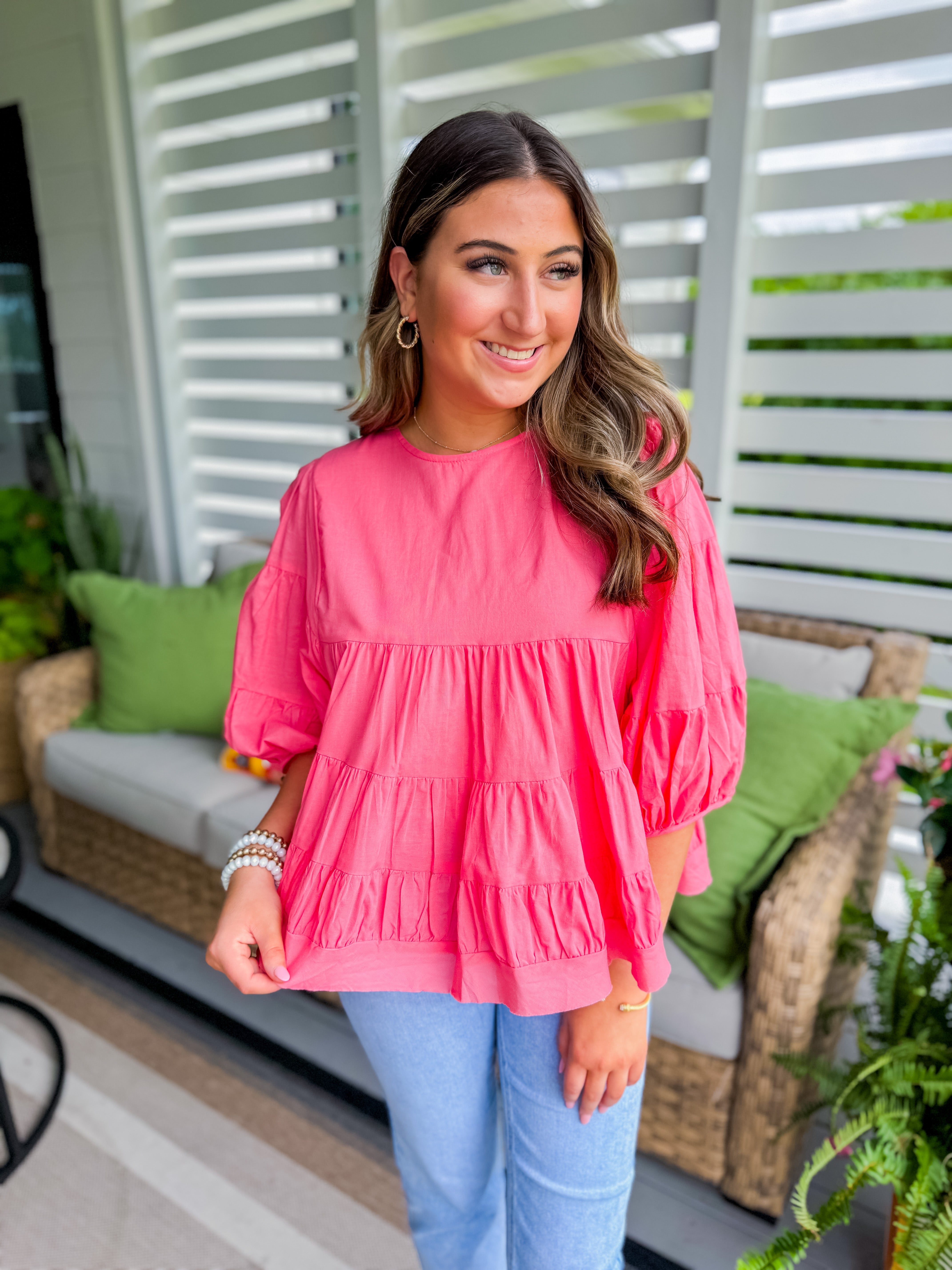 Coral Tiered Top