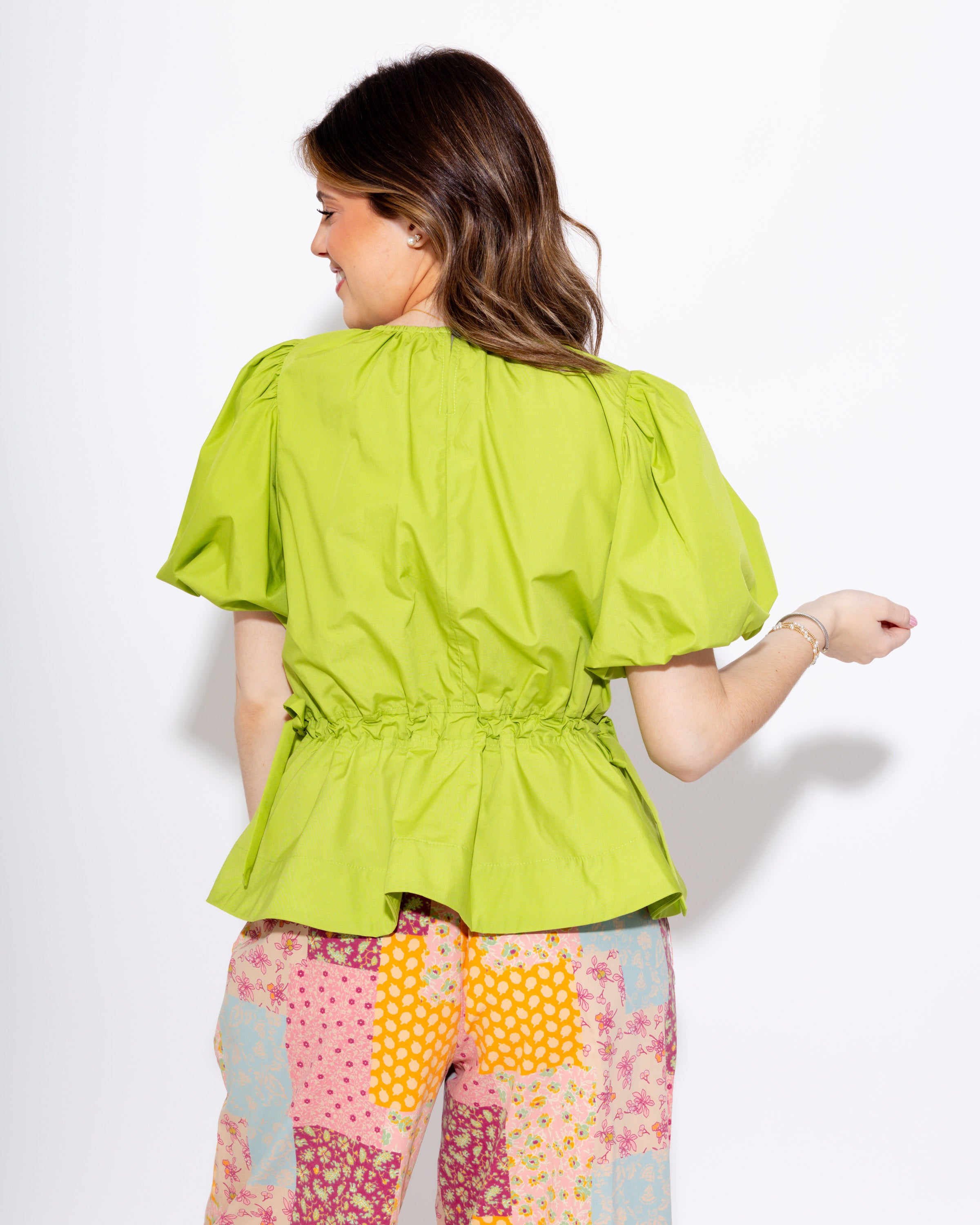Soft Structure Puff Sleeve Peplum Top
