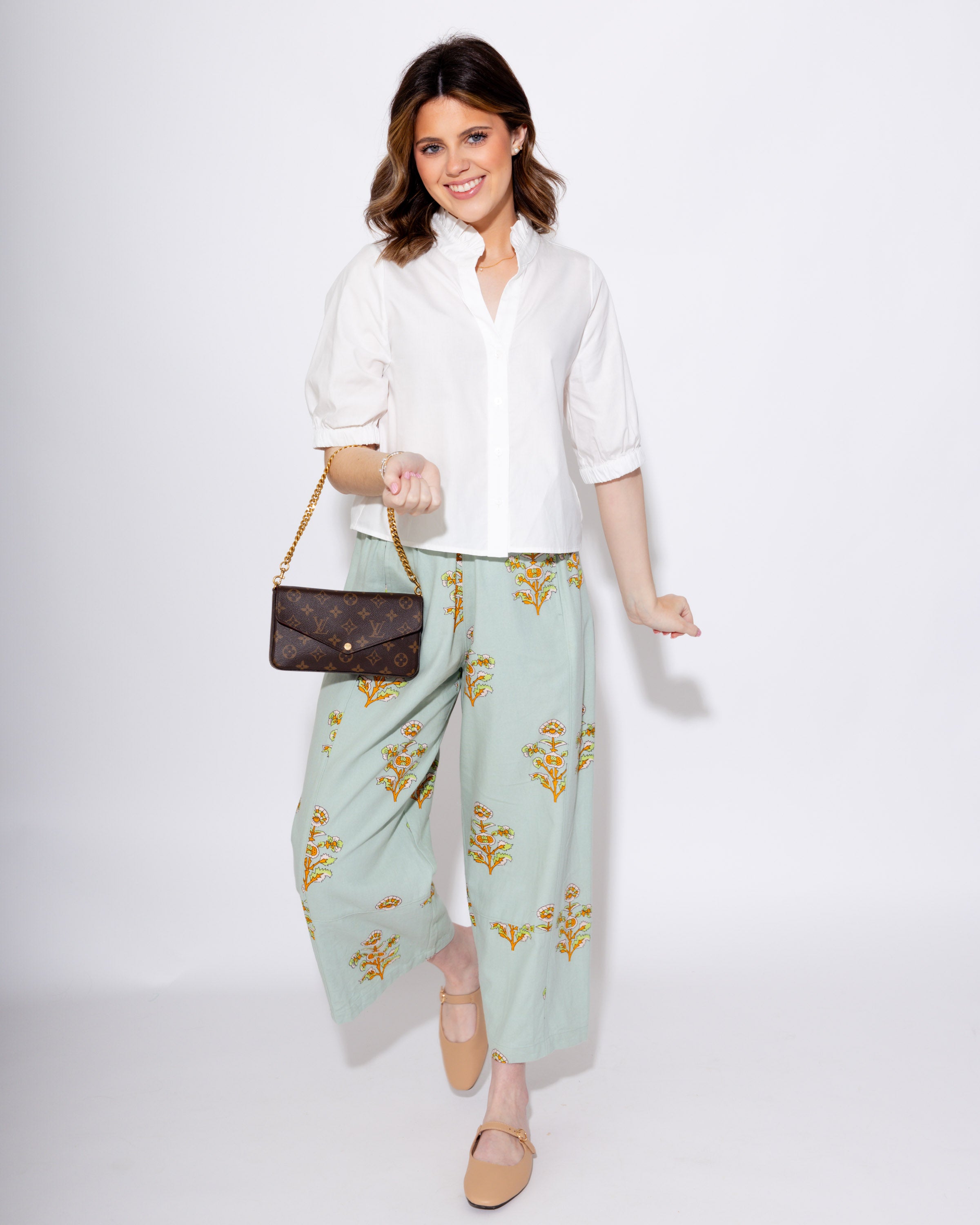 Elevated White Button Up Top