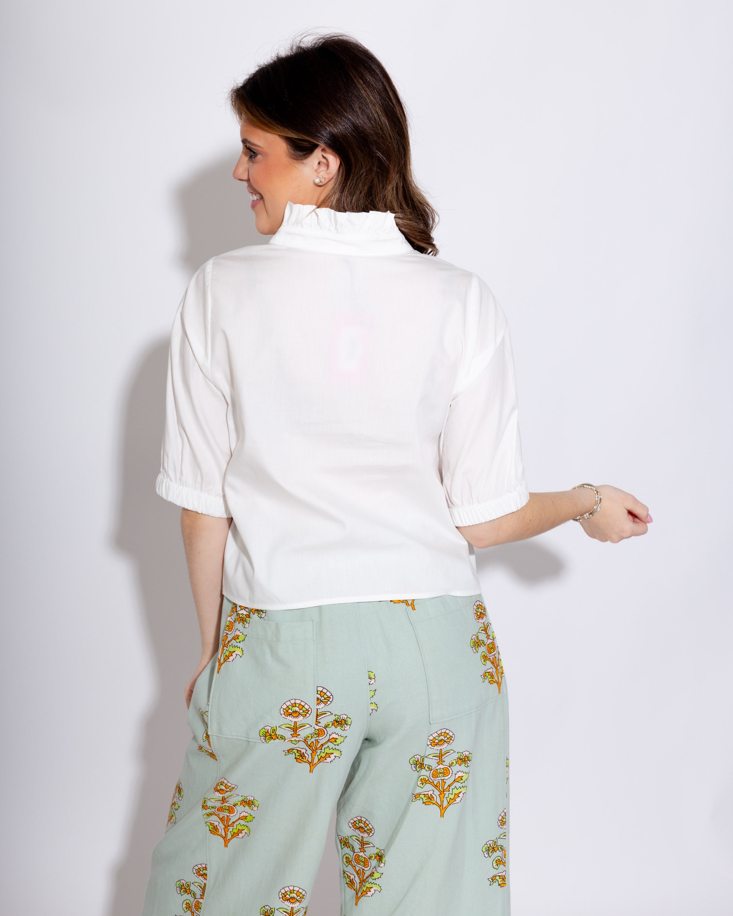 Elevated White Button Up Top