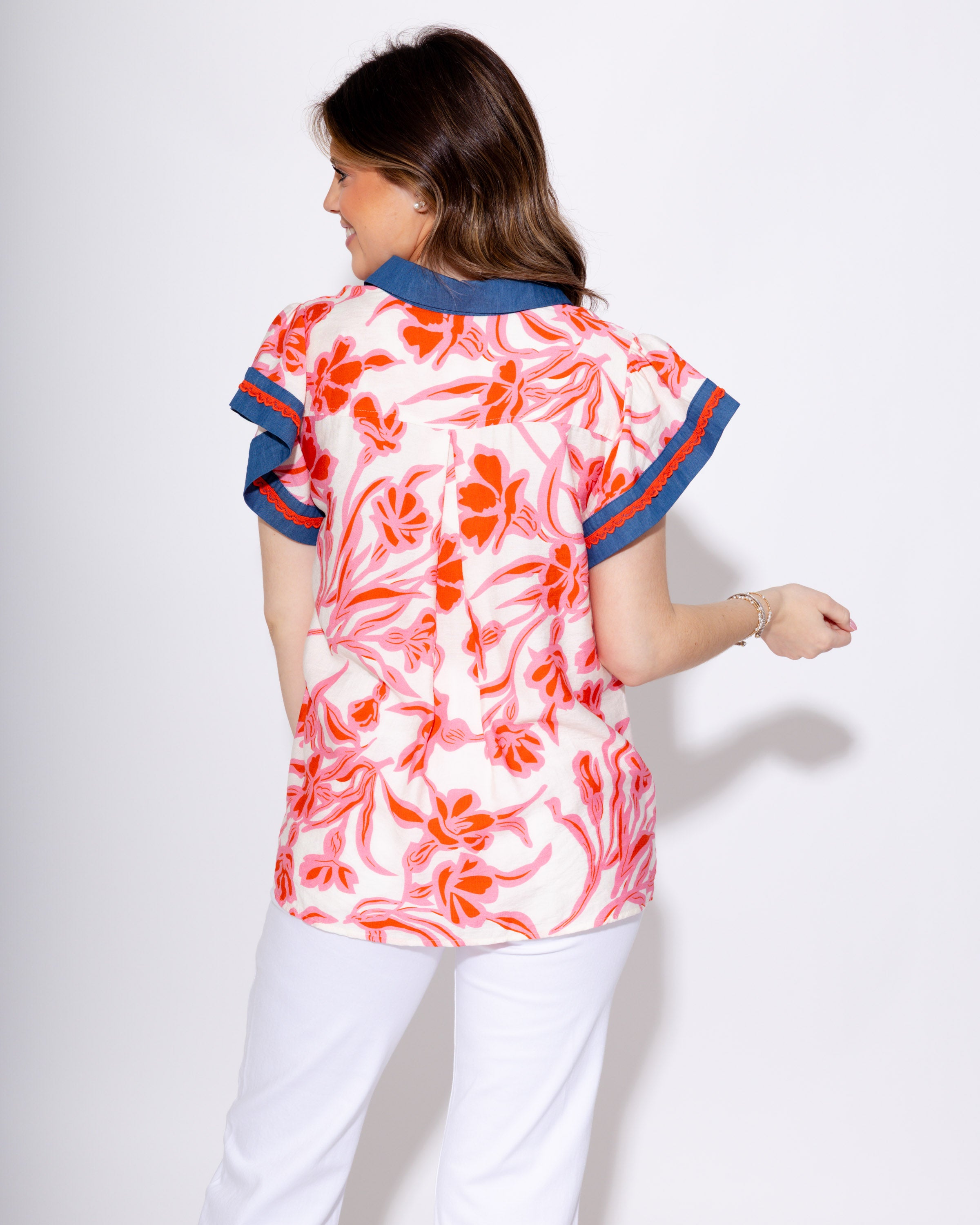 Floral Split Neck Top