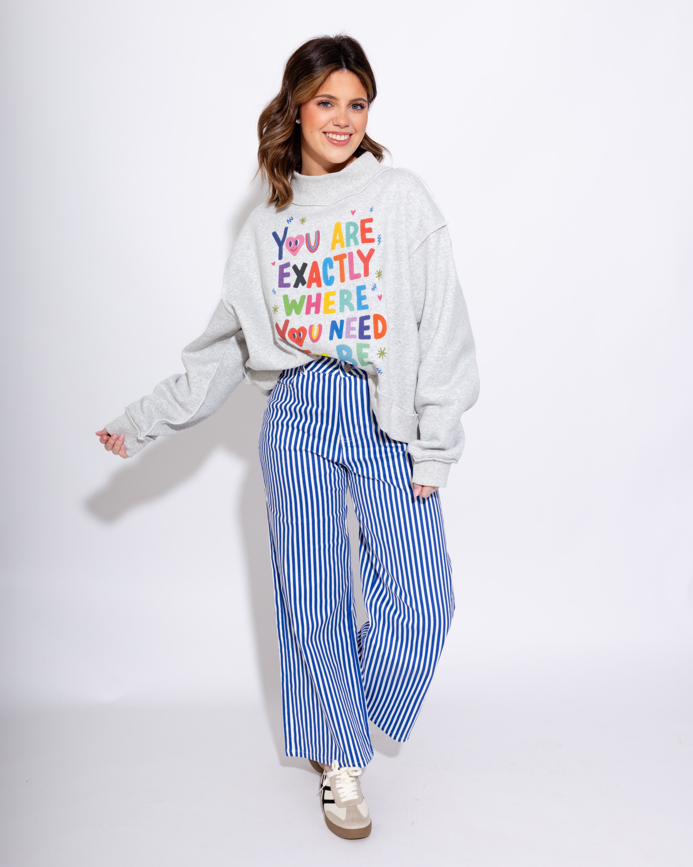 Reversible Graphic Mock-Neck Crop Sweatshirt