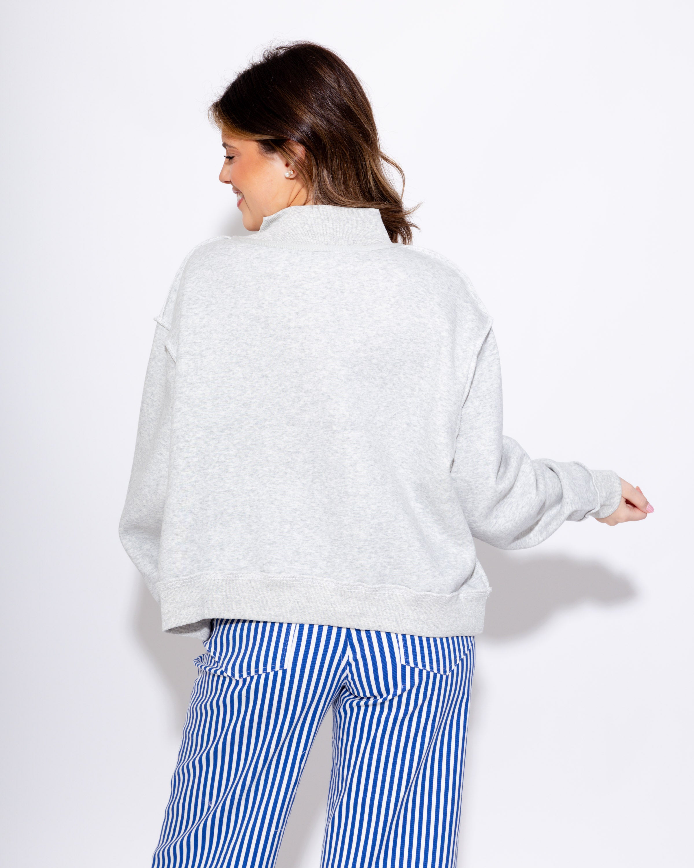 Reversible Graphic Mock-Neck Crop Sweatshirt
