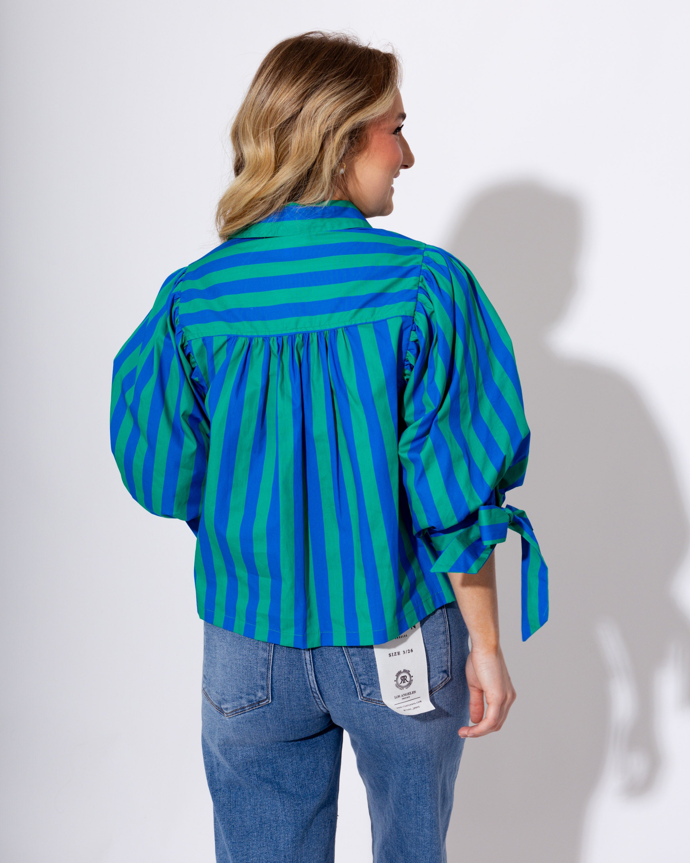 Chic Stripe Puff Sleeve Top
