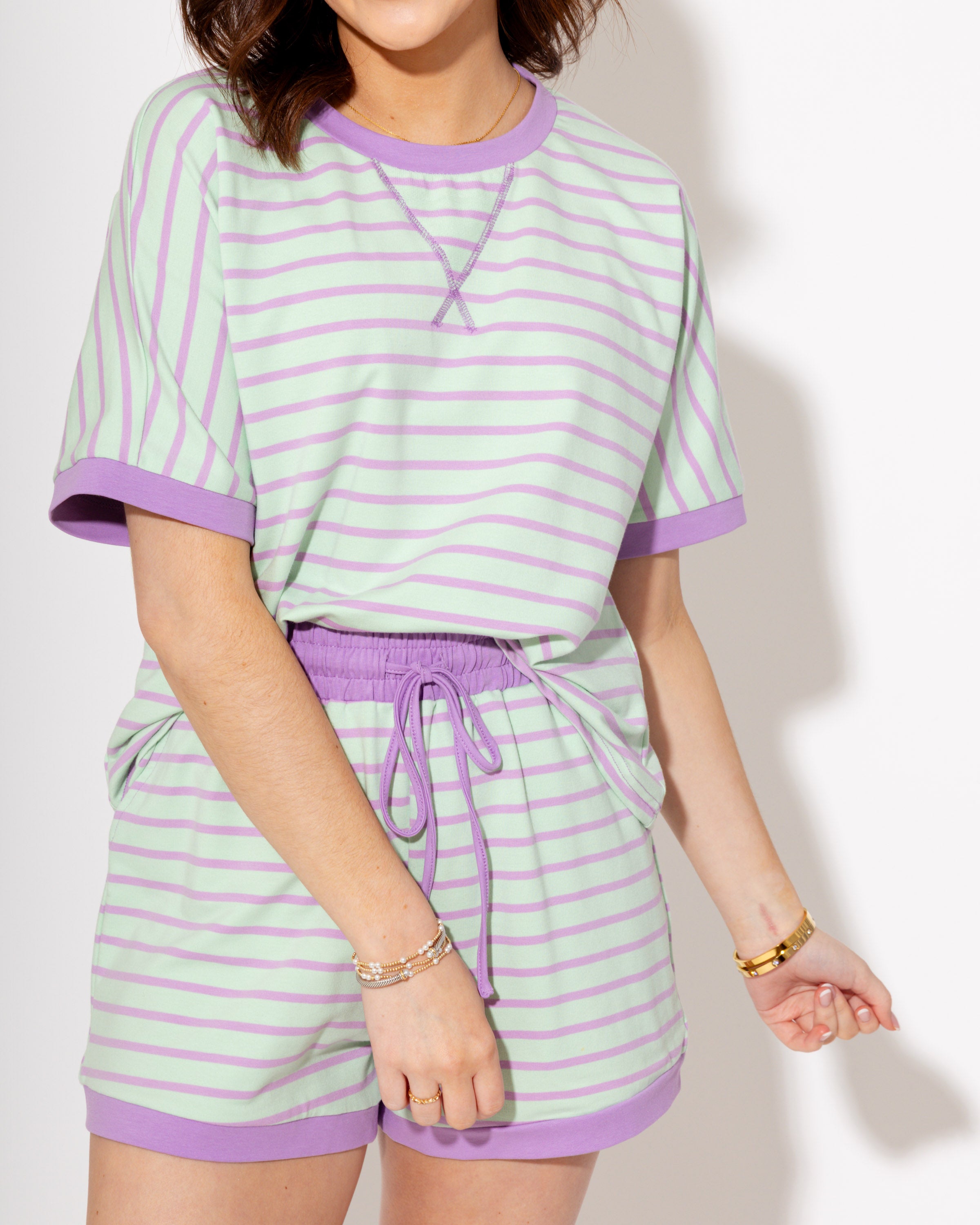 Casual Stripe Two-Piece Set