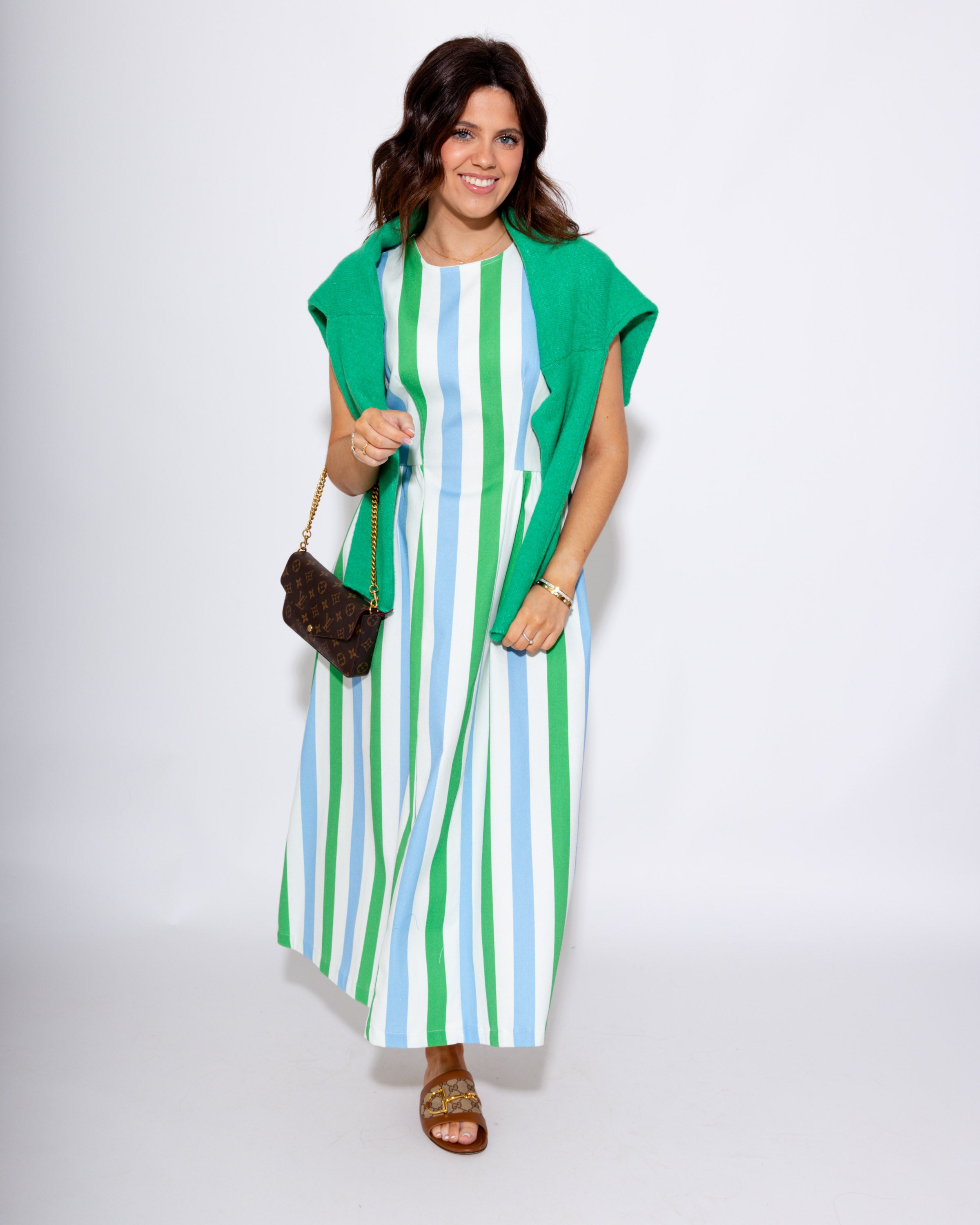 Striped Sleeveless Midi Dress