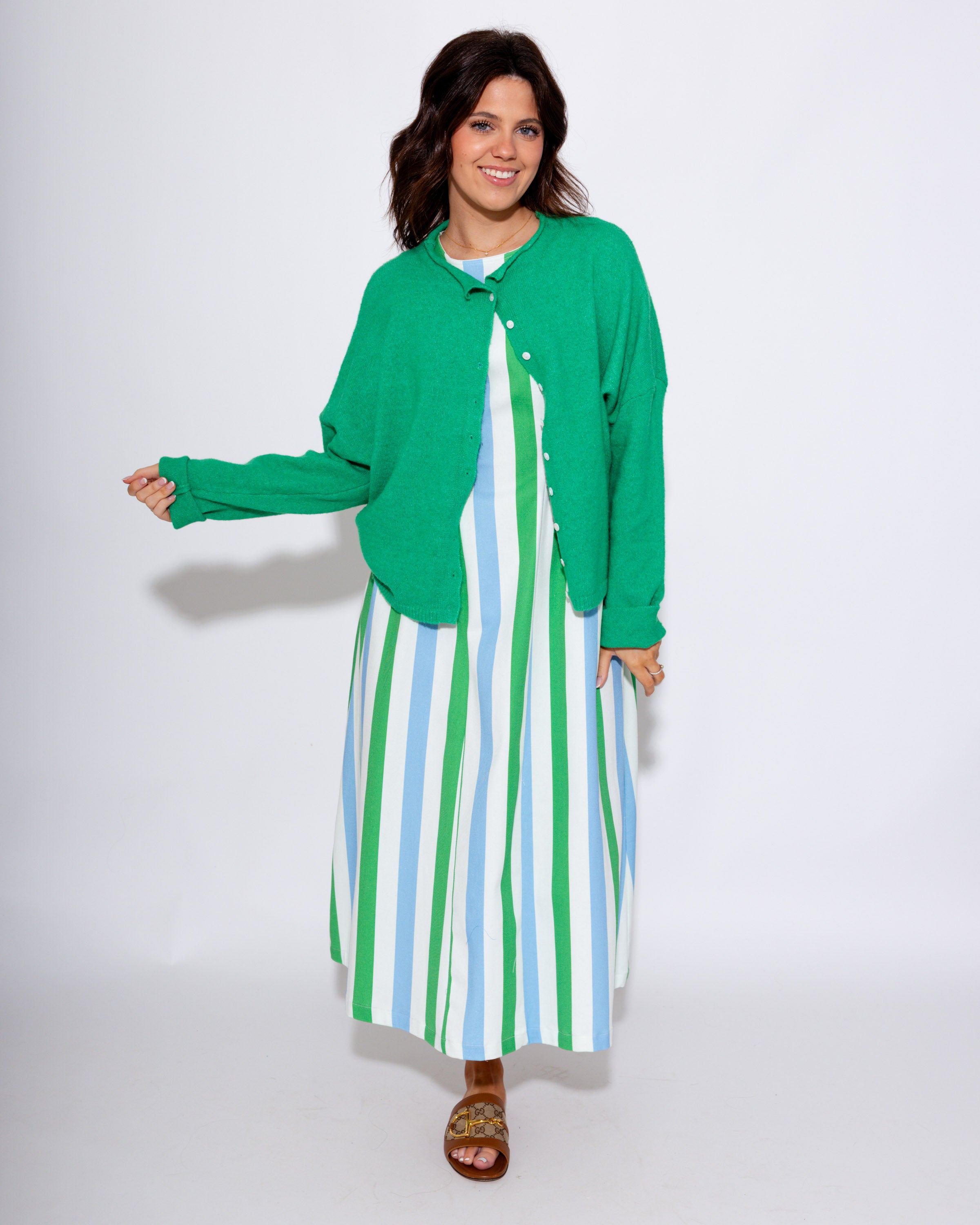 Striped Sleeveless Midi Dress