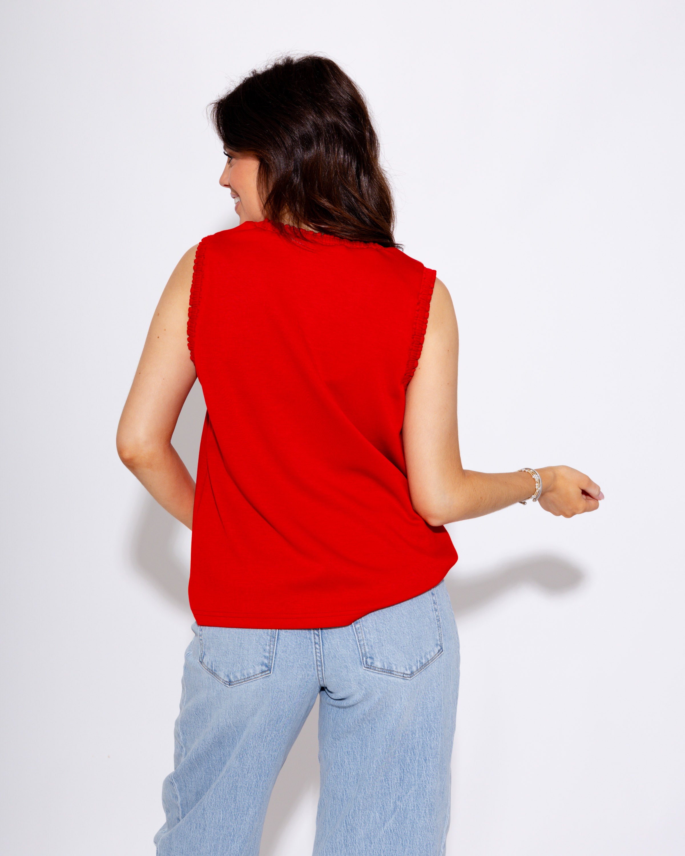 Smocked Edge Tank in Red