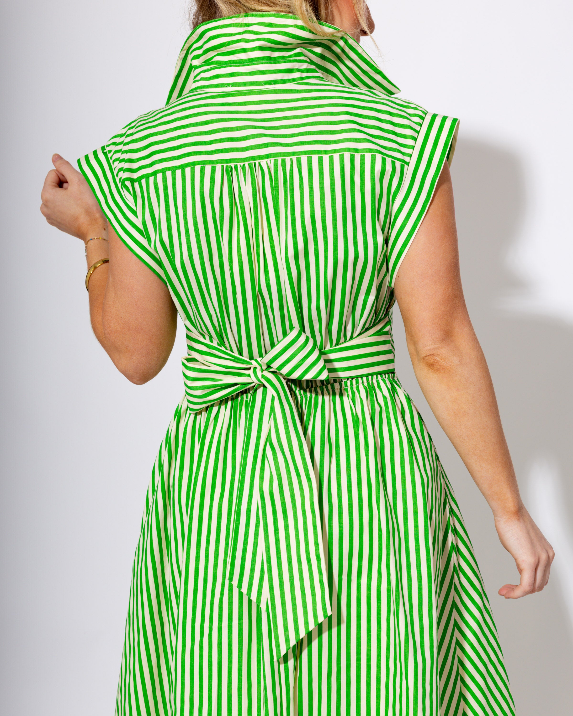 Striped Cap Sleeve Midi Dress