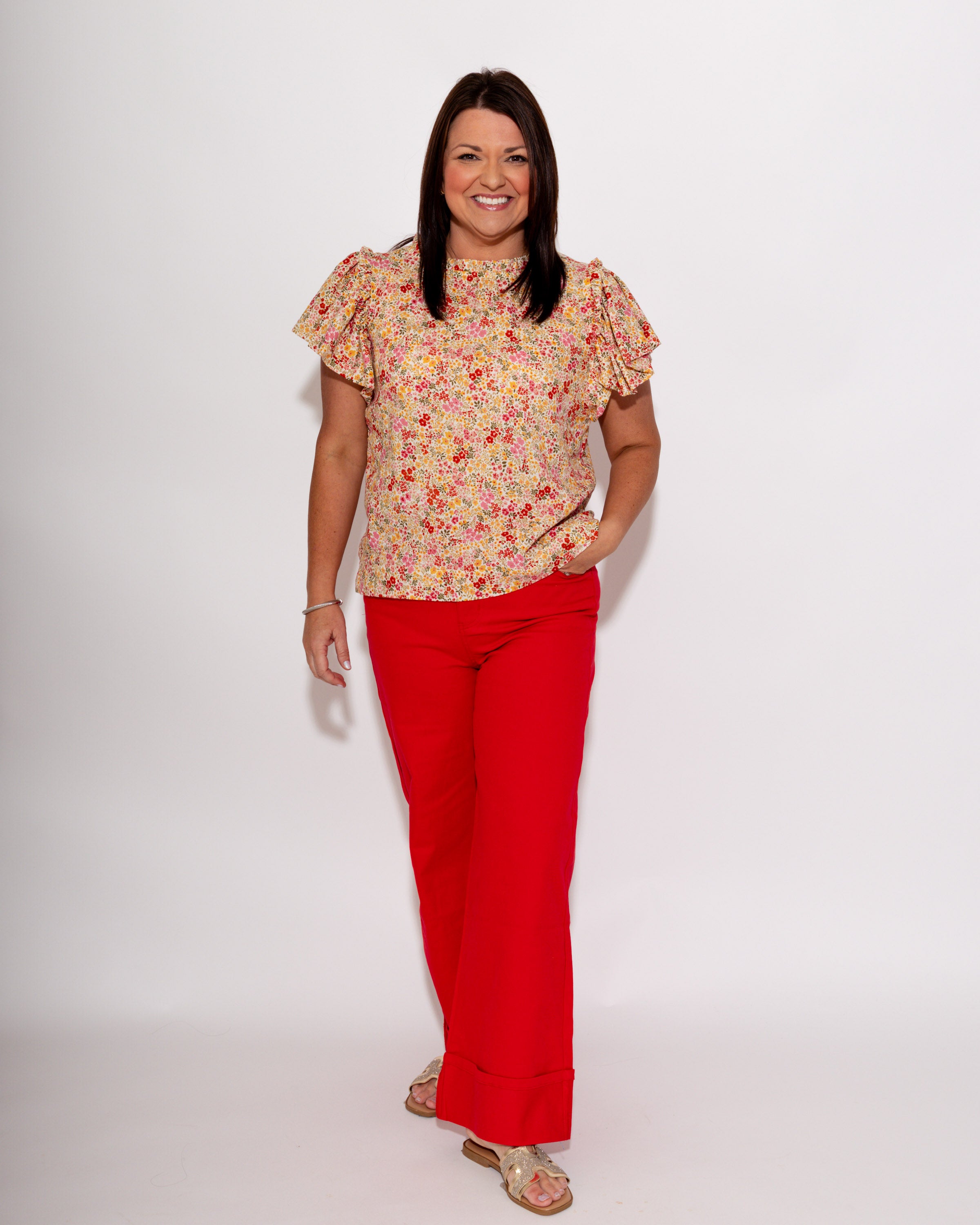 Ivy Jane | Ditsy Flounce Sleeve Top